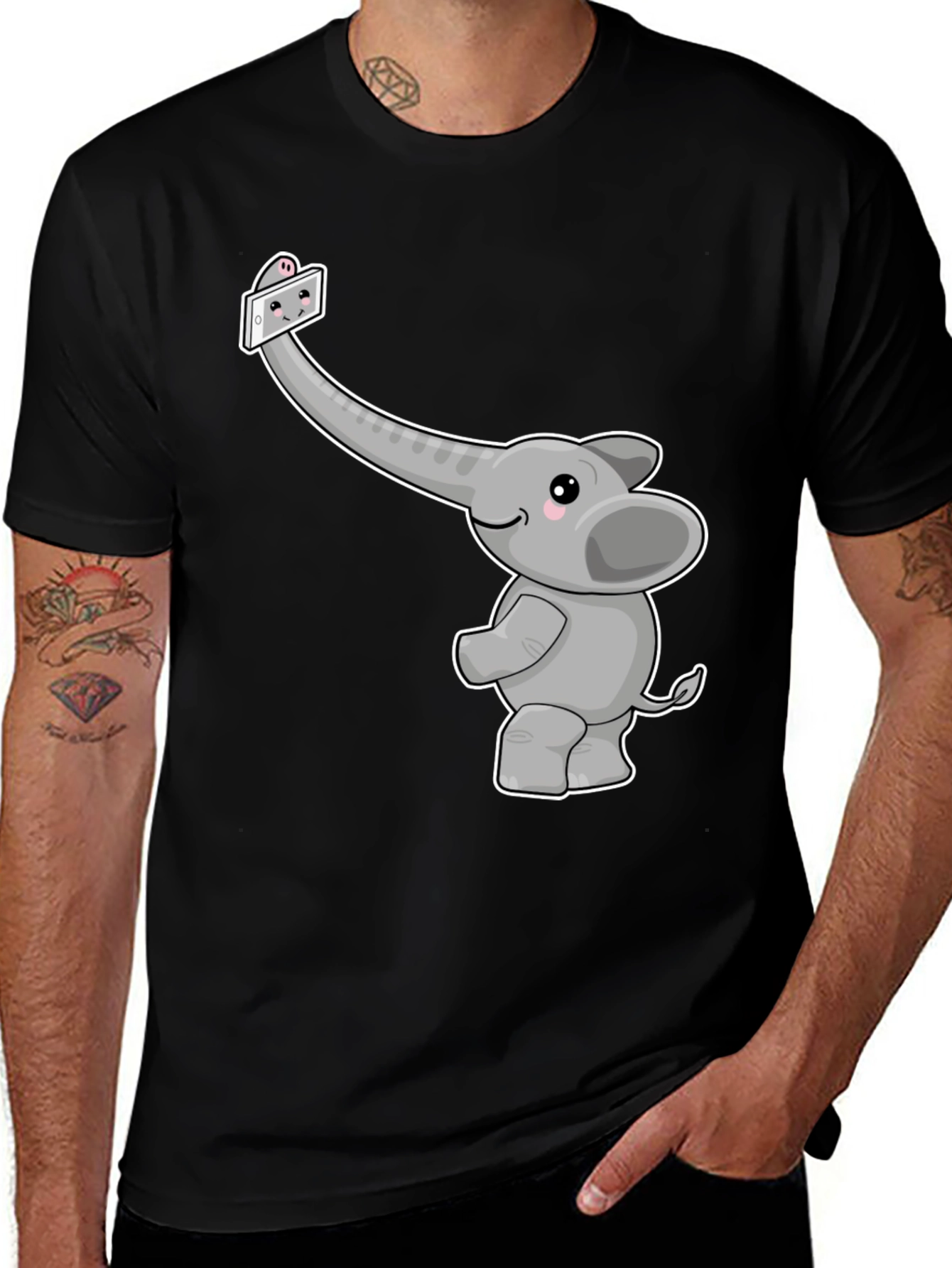 Elephant Selfie Graphic Tee - Cute Animal Shirt
