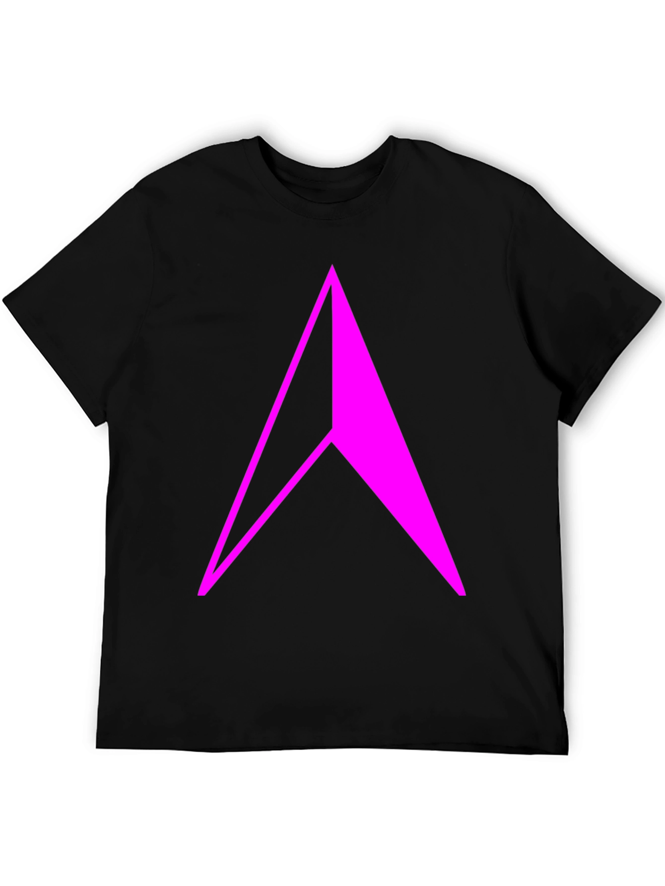 Geometric Arrow T-Shirt - Bold Pink Design on Black