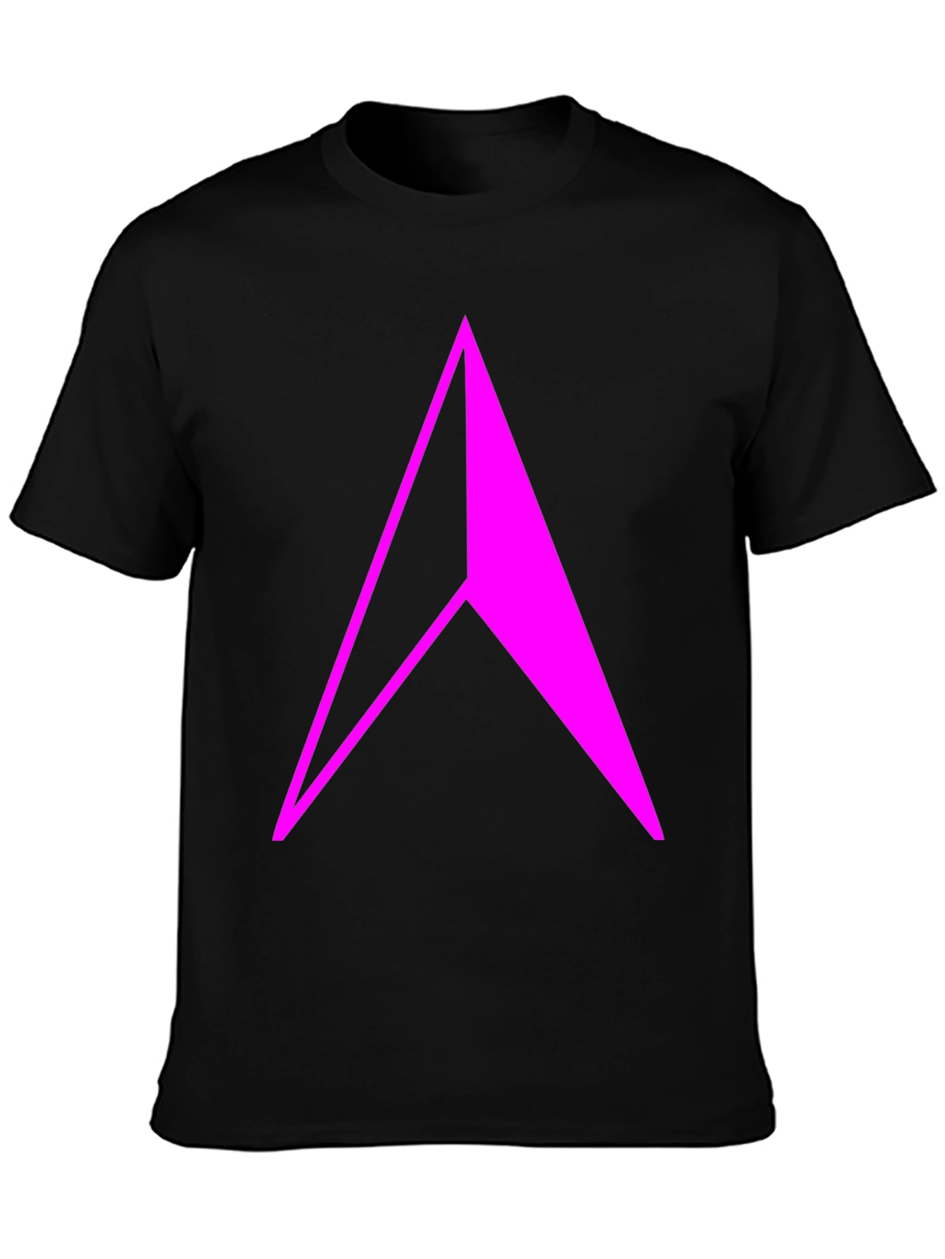 Geometric Arrow T-Shirt - Bold Pink Design on Black