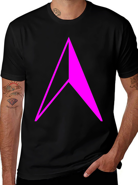 Geometric Arrow T-Shirt - Bold Pink Design on Black