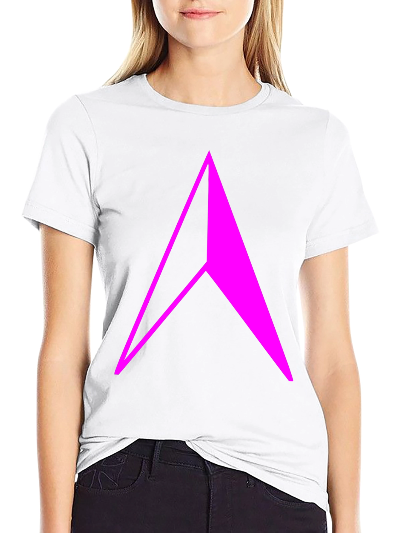 Geometric Arrow T-Shirt - Bold Pink Design on Black