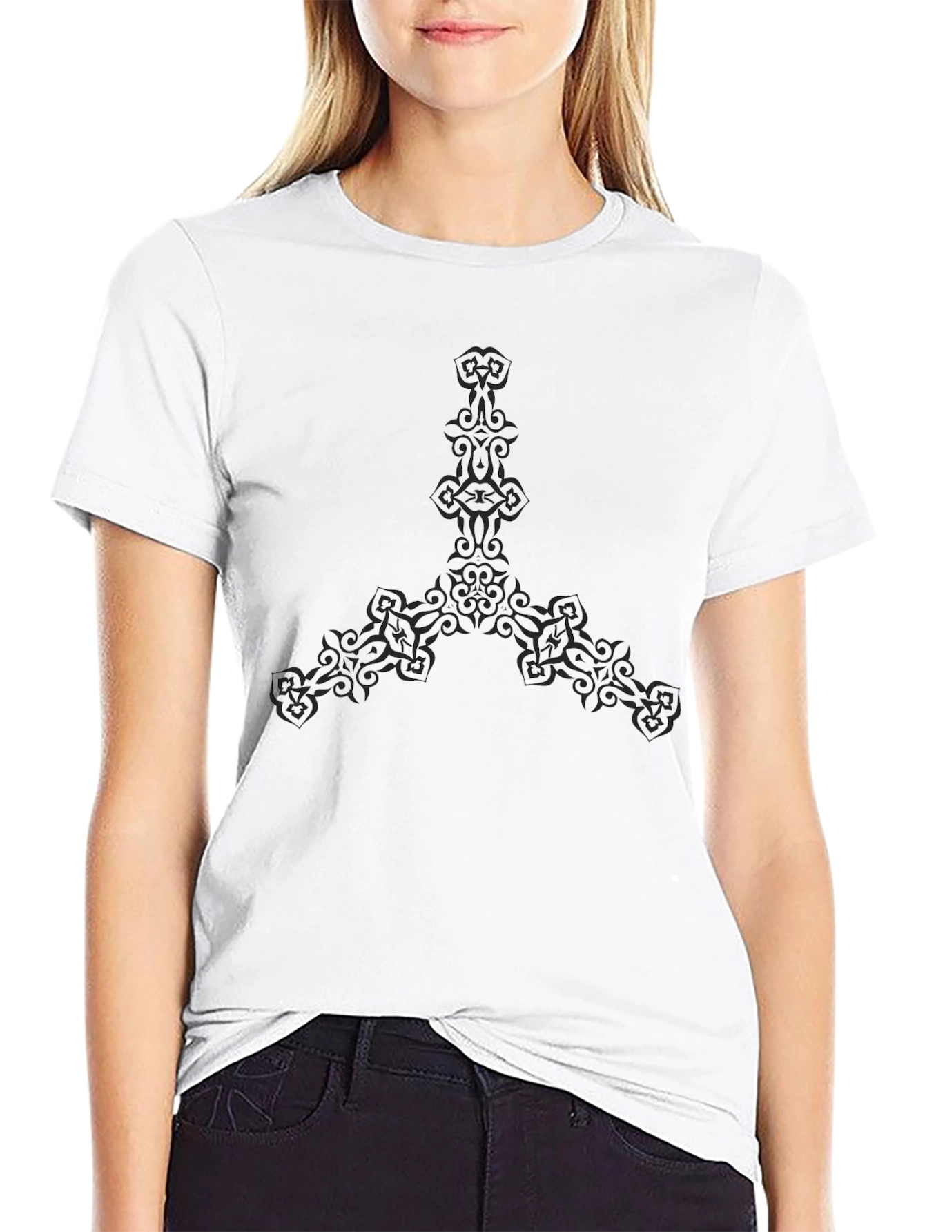 Black Tee with Tribal Design