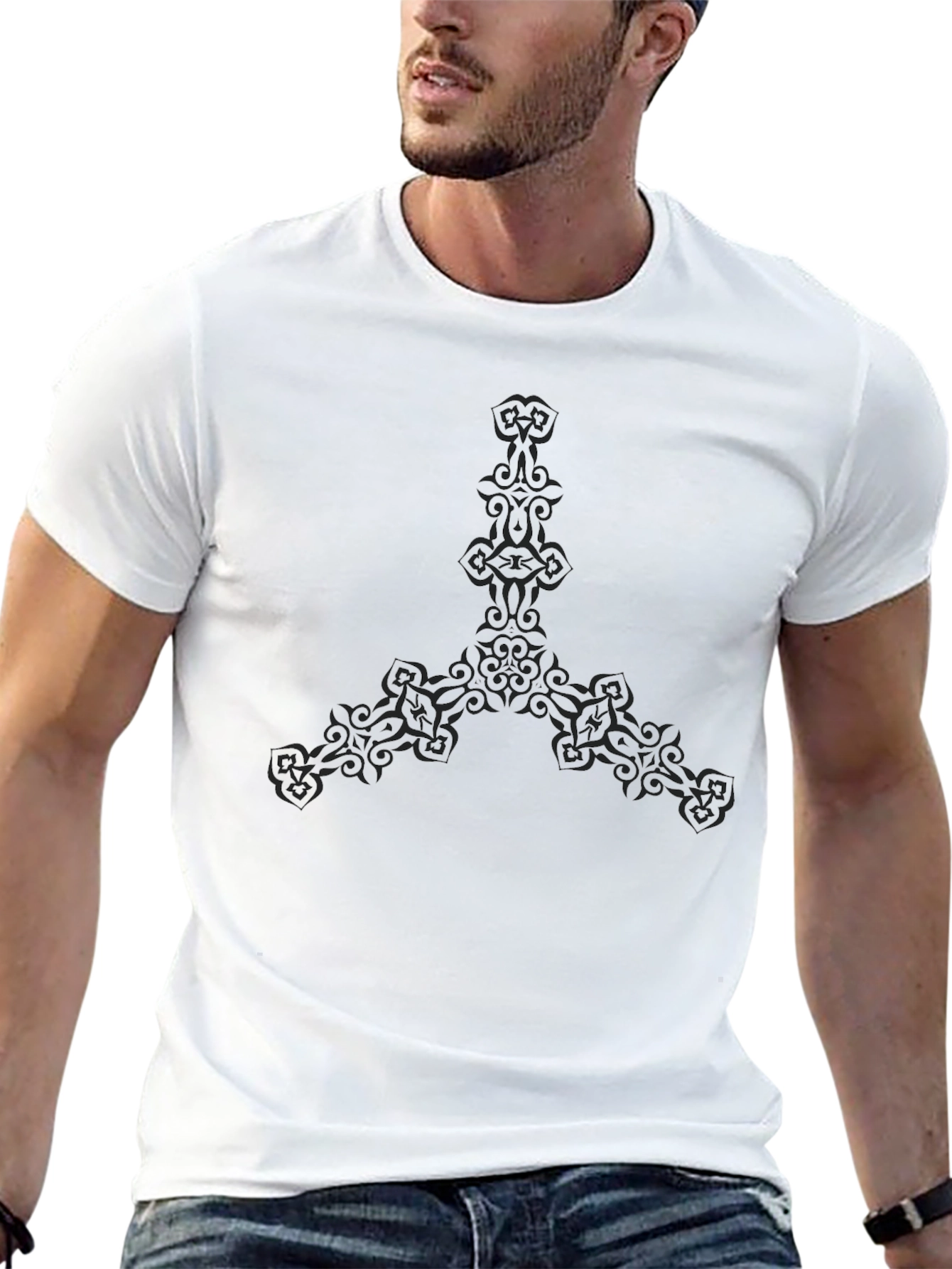Black Tee with Tribal Design