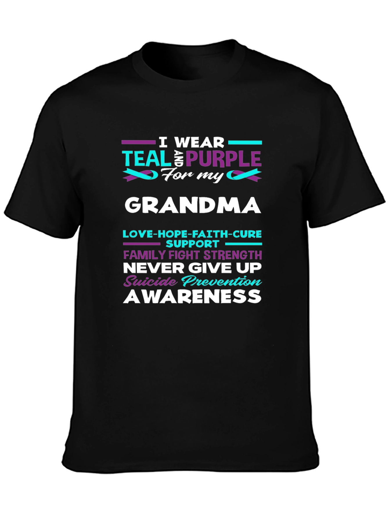 Teal and Purple Awareness T-Shirt - Grandma Support