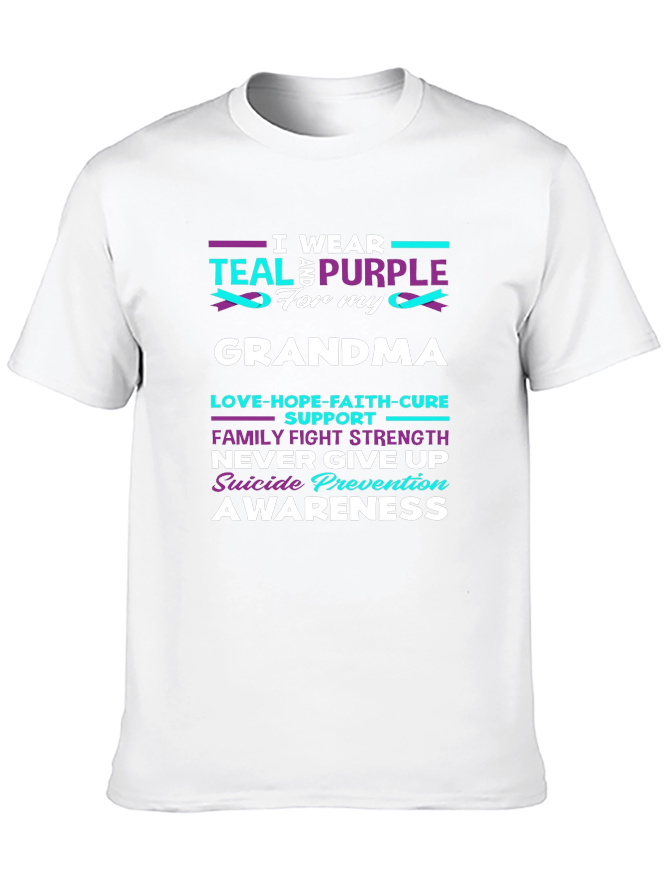 Teal and Purple Awareness T-Shirt - Grandma Support