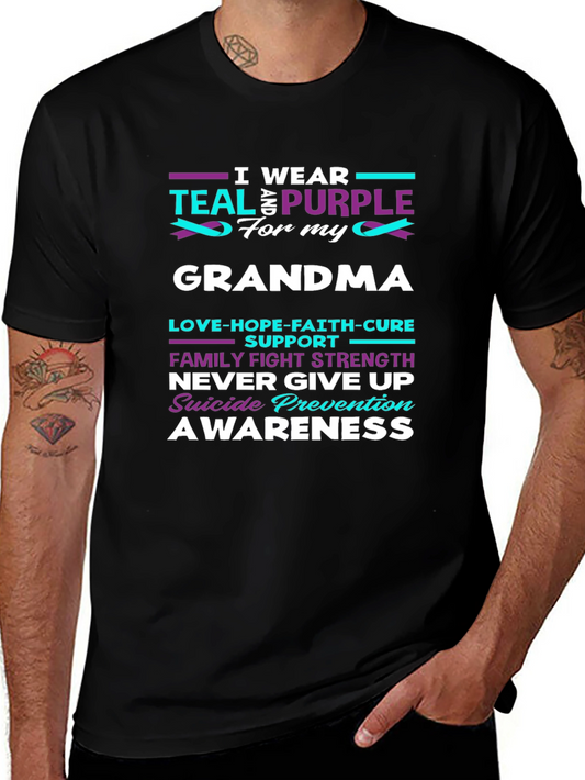 Teal and Purple Awareness T-Shirt - Grandma Support