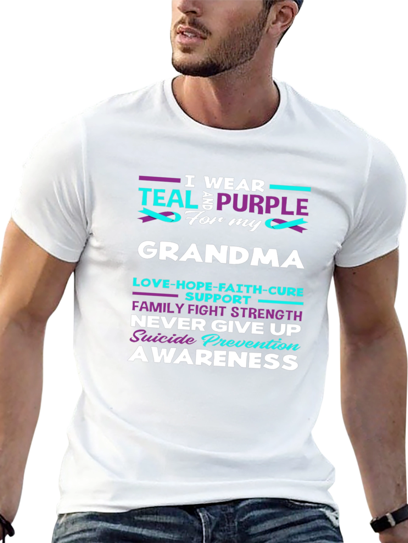 Teal and Purple Awareness T-Shirt - Grandma Support