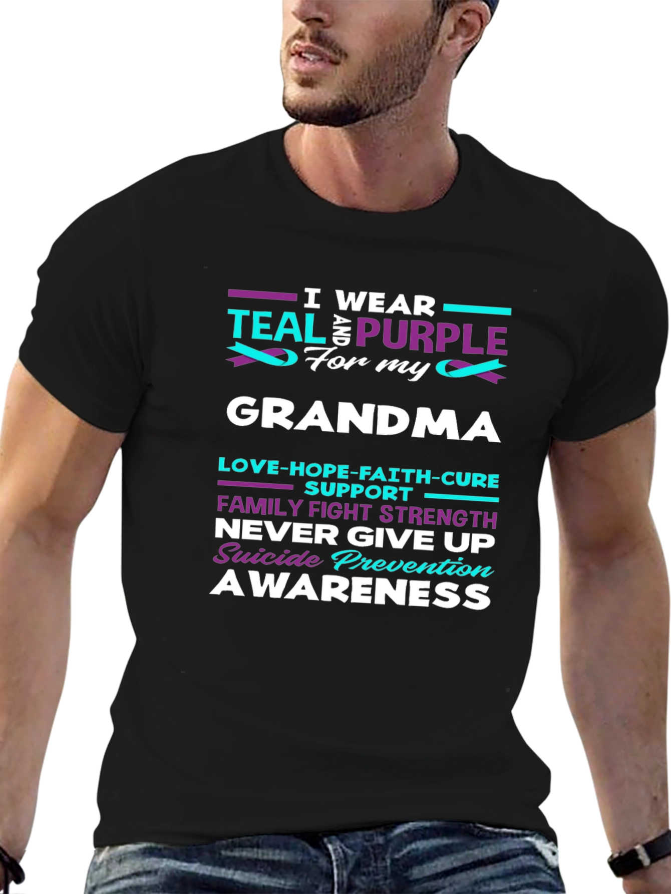 Teal and Purple Awareness T-Shirt - Grandma Support