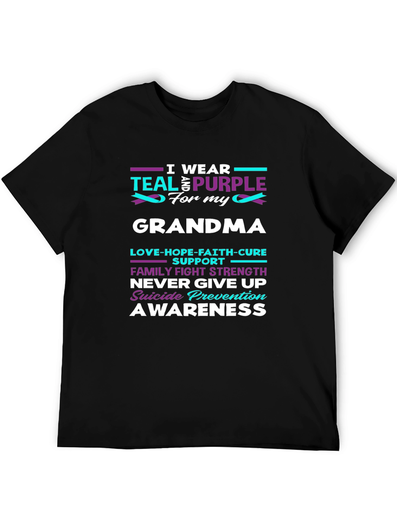 Teal and Purple Awareness T-Shirt - Grandma Support