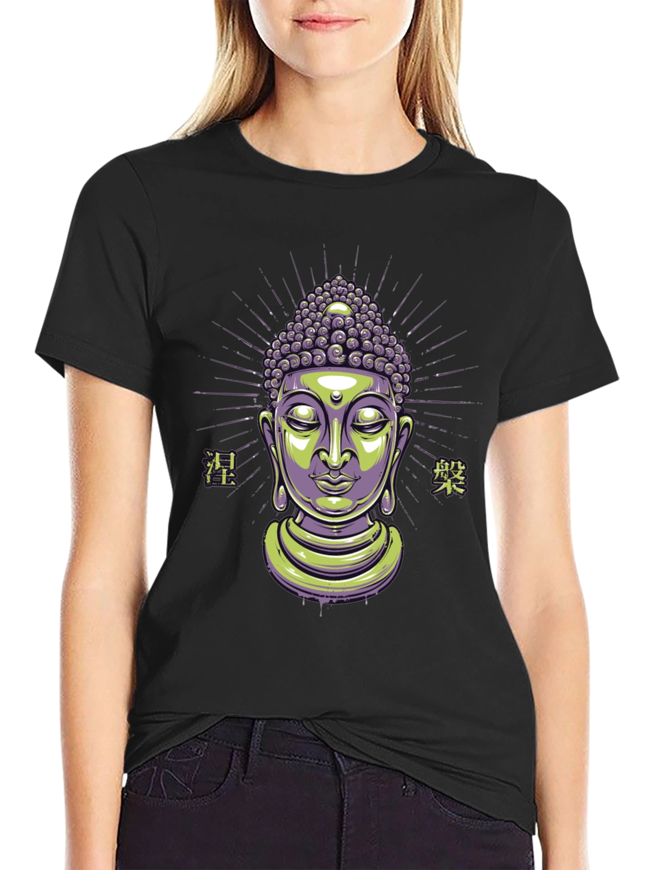 Buddha Graphic Print Black T-Shirt