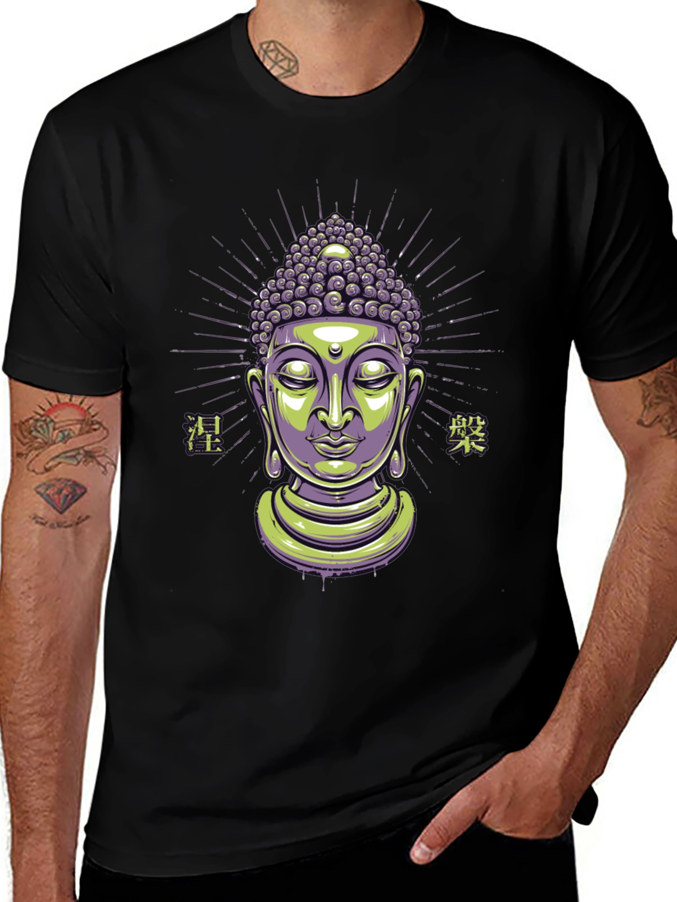 Buddha Graphic Print Black T-Shirt