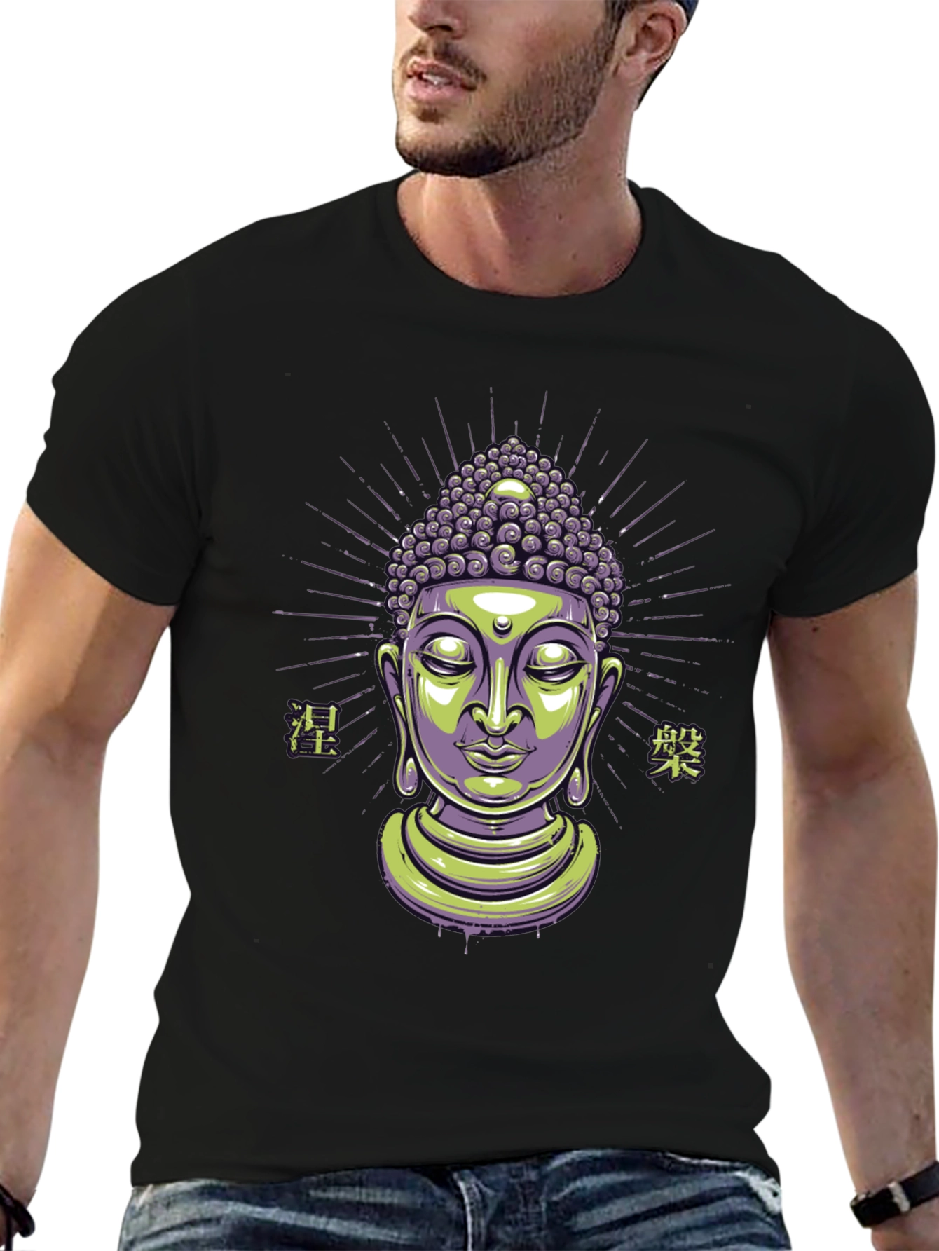 Buddha Graphic Print Black T-Shirt