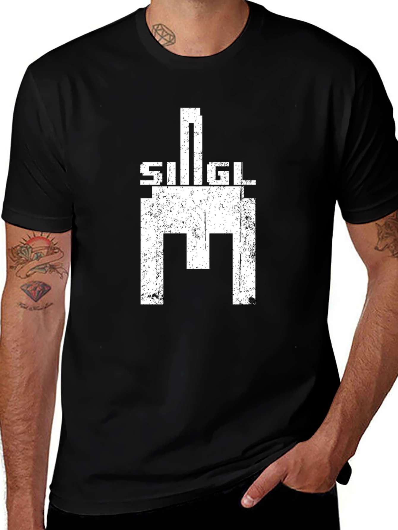 Sigil Graphic Black T-Shirt - Distressed Print