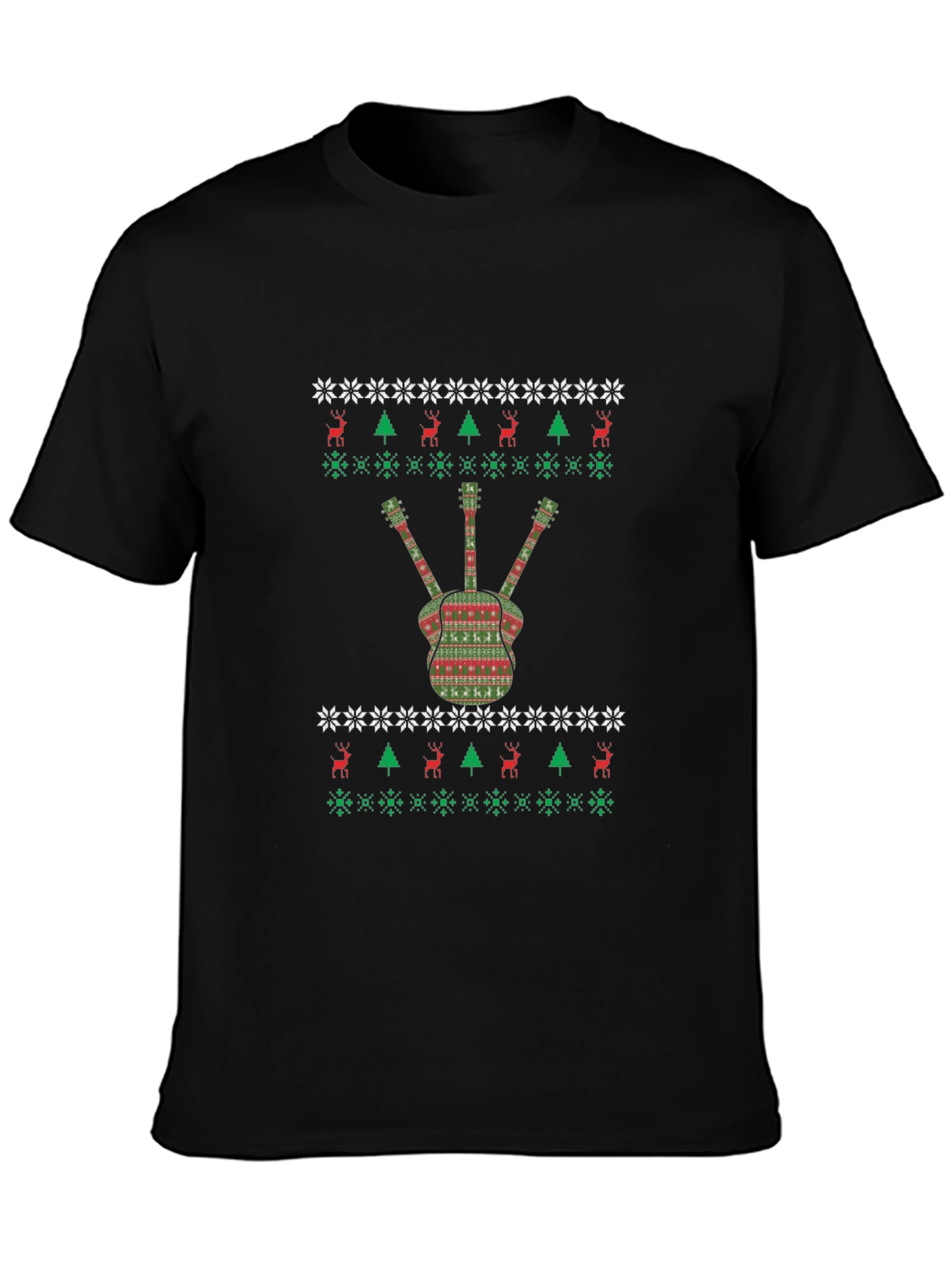 Festive Guitar Ugly Christmas Sweater T-Shirt