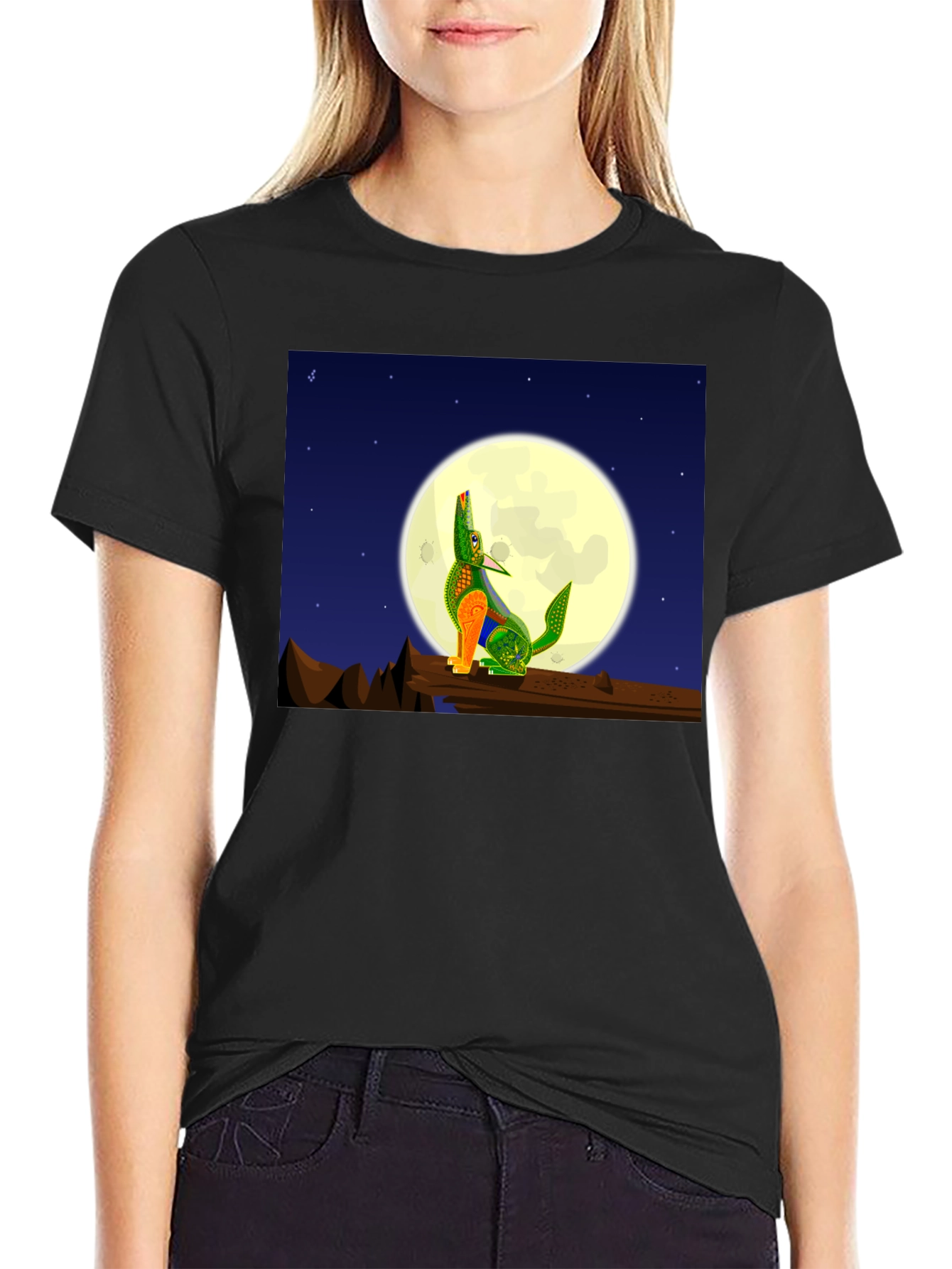 Howling Wolf Moon Graphic Tee - Black