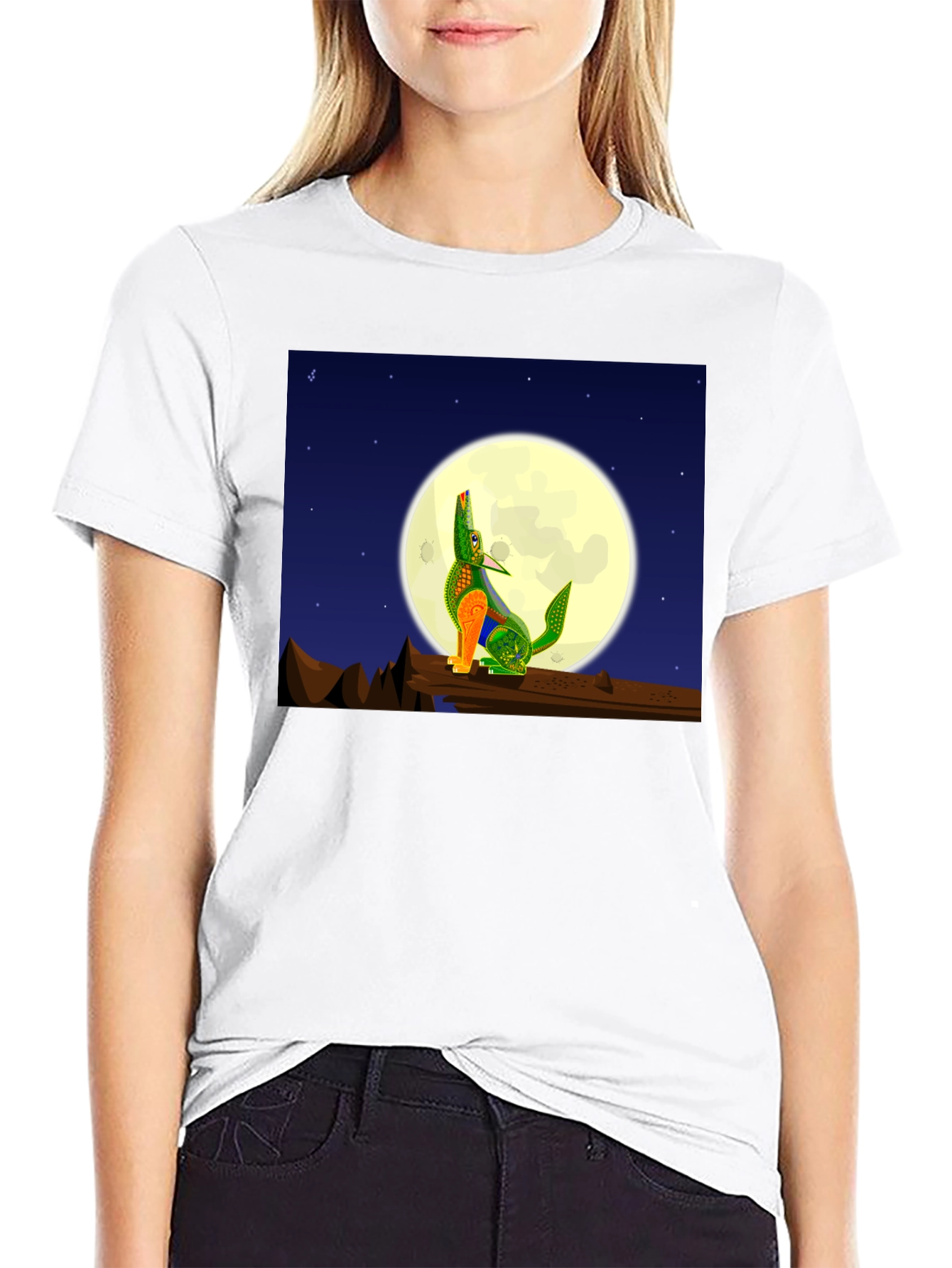 Howling Wolf Moon Graphic Tee - Black