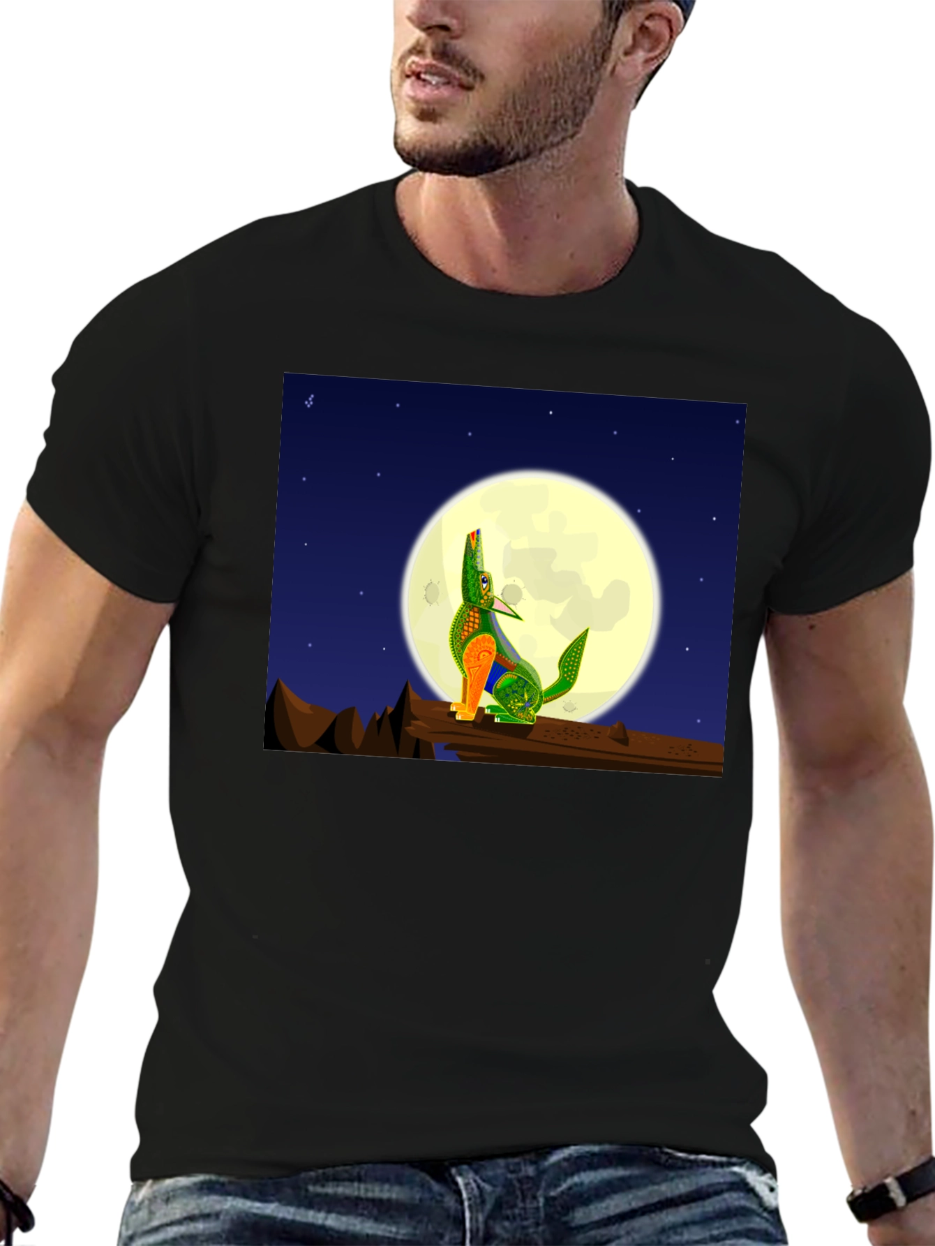 Howling Wolf Moon Graphic Tee - Black