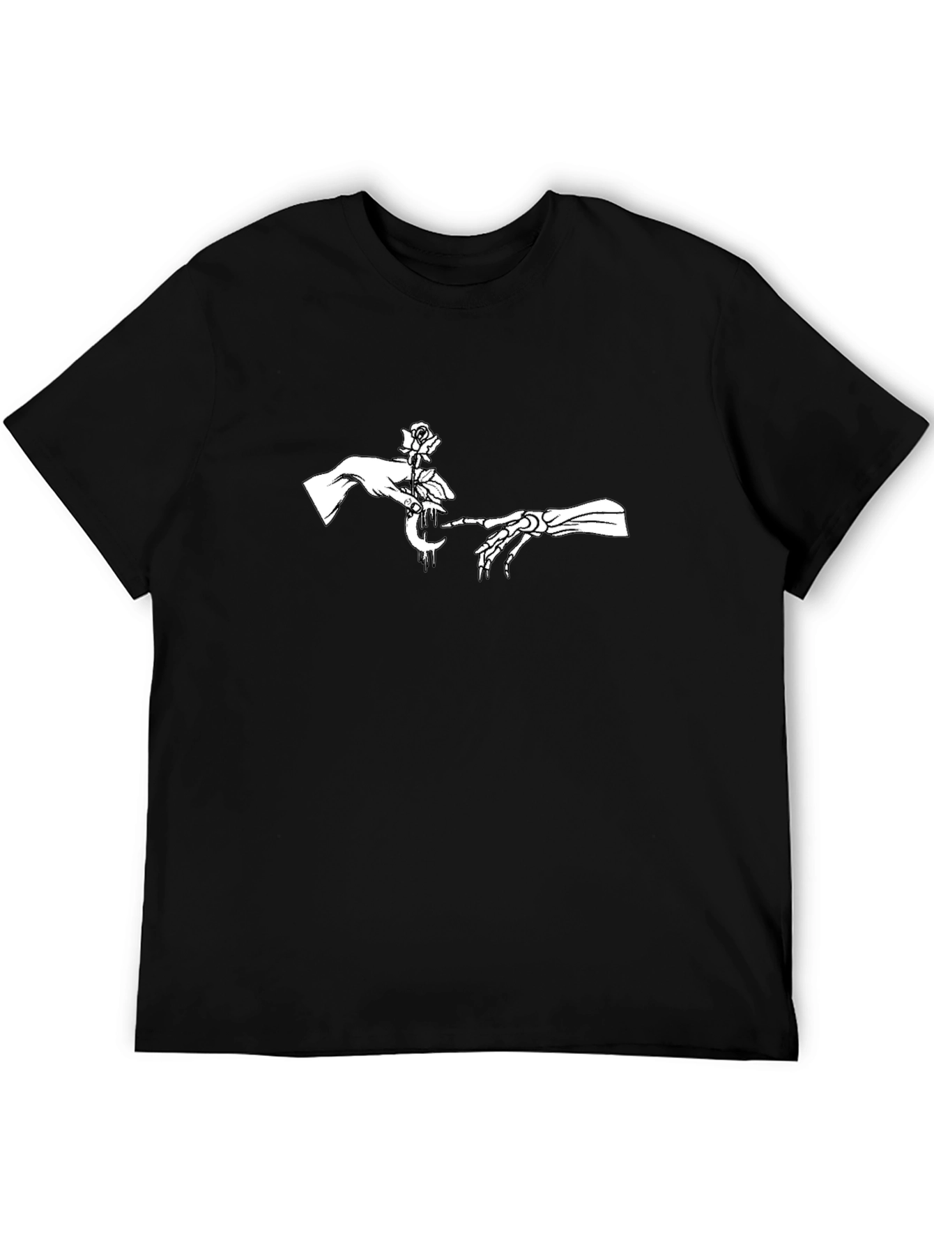 Rose and Moon Graphic Tee - Black Cotton Blend