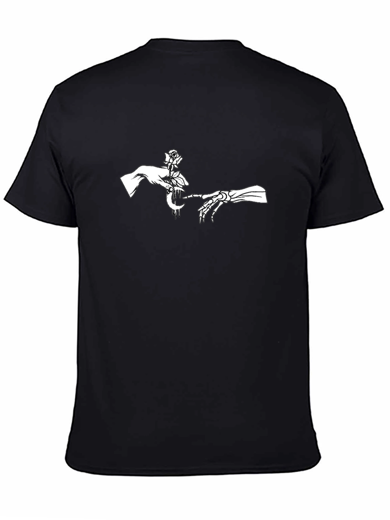 Rose and Moon Graphic Tee - Black Cotton Blend