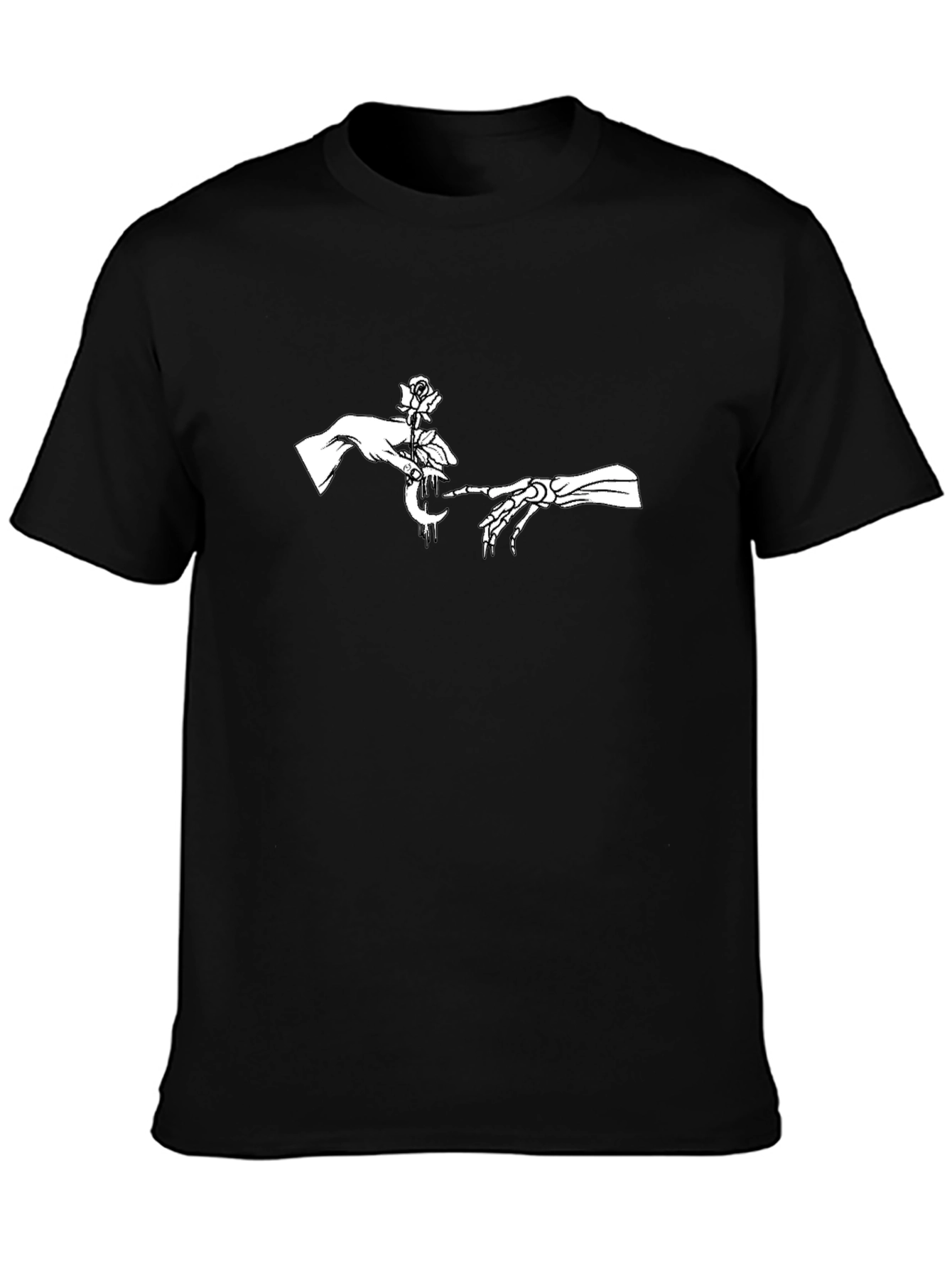 Rose and Moon Graphic Tee - Black Cotton Blend