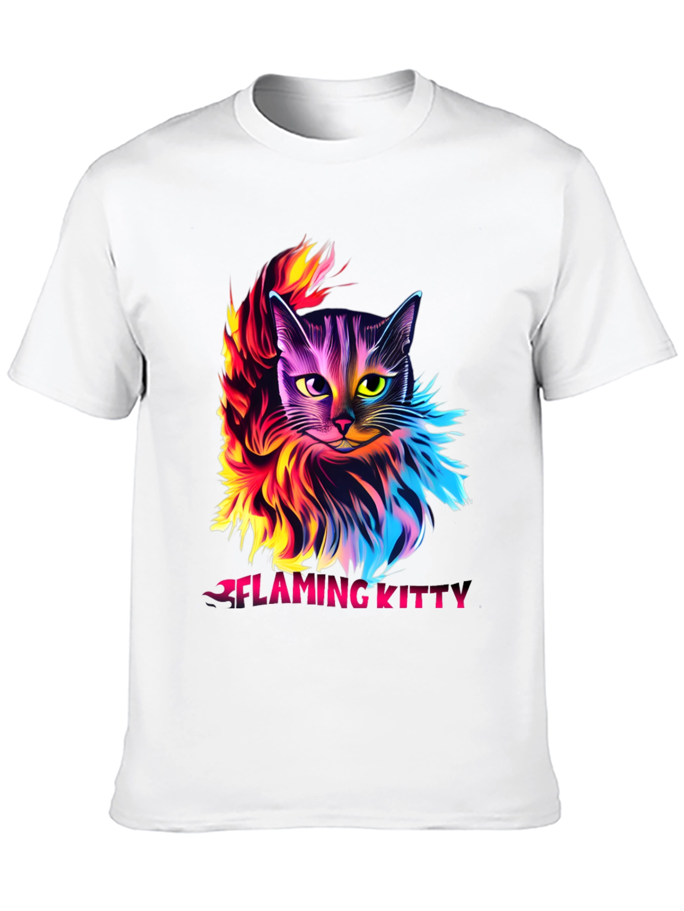 Flaming Kitty Graphic Tee - Unique Cat Design