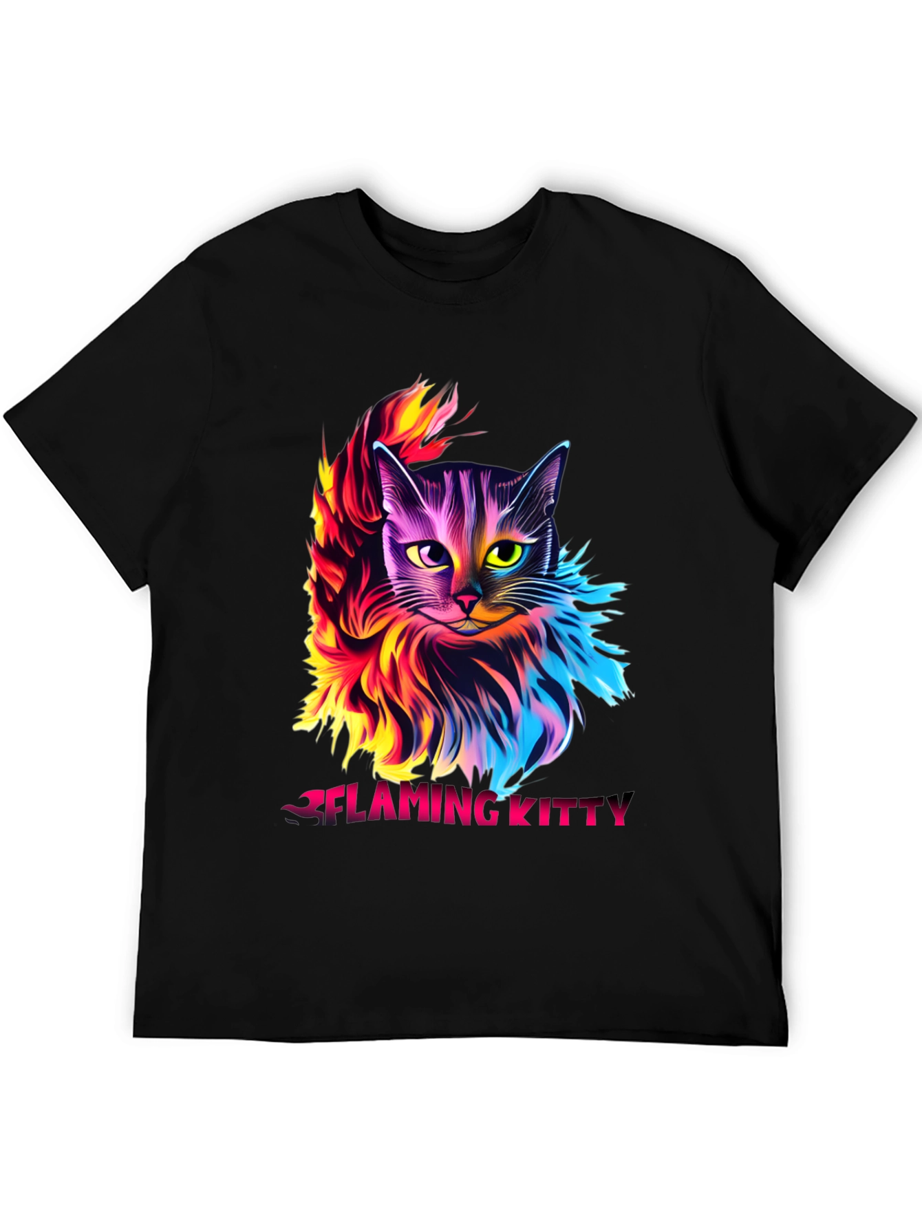 Flaming Kitty Graphic Tee - Unique Cat Design