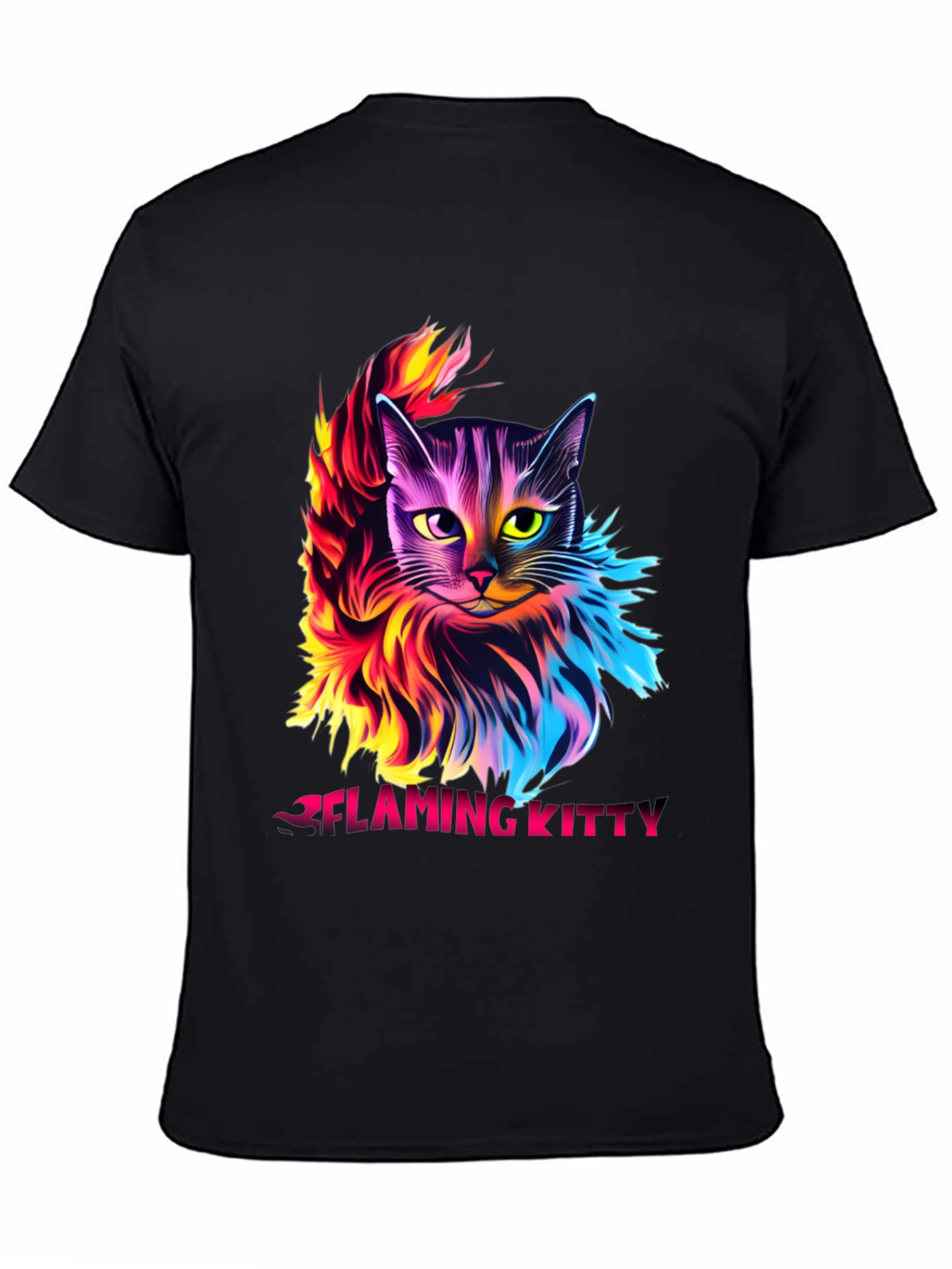 Flaming Kitty Graphic Tee - Unique Cat Design