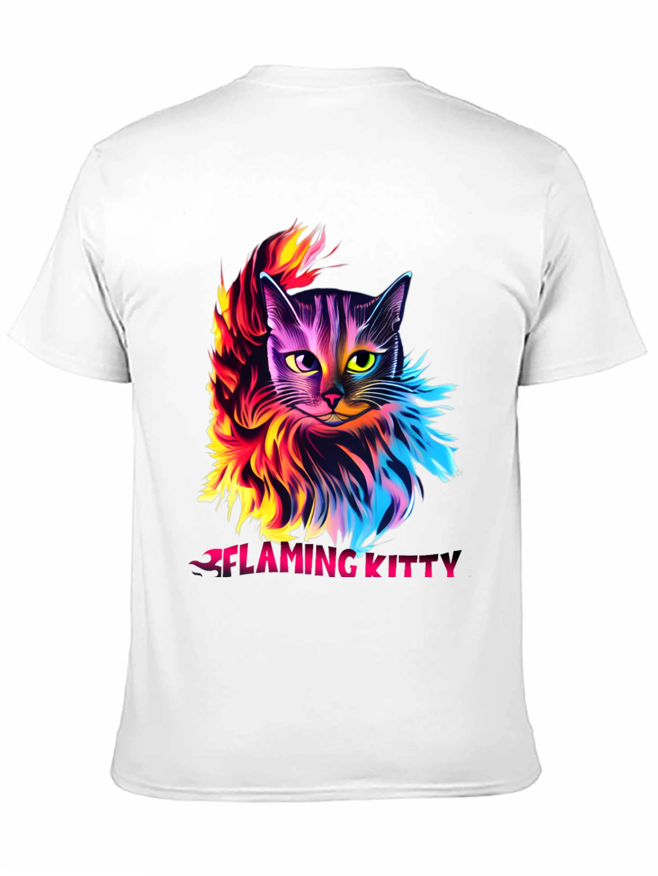 Flaming Kitty Graphic Tee - Unique Cat Design