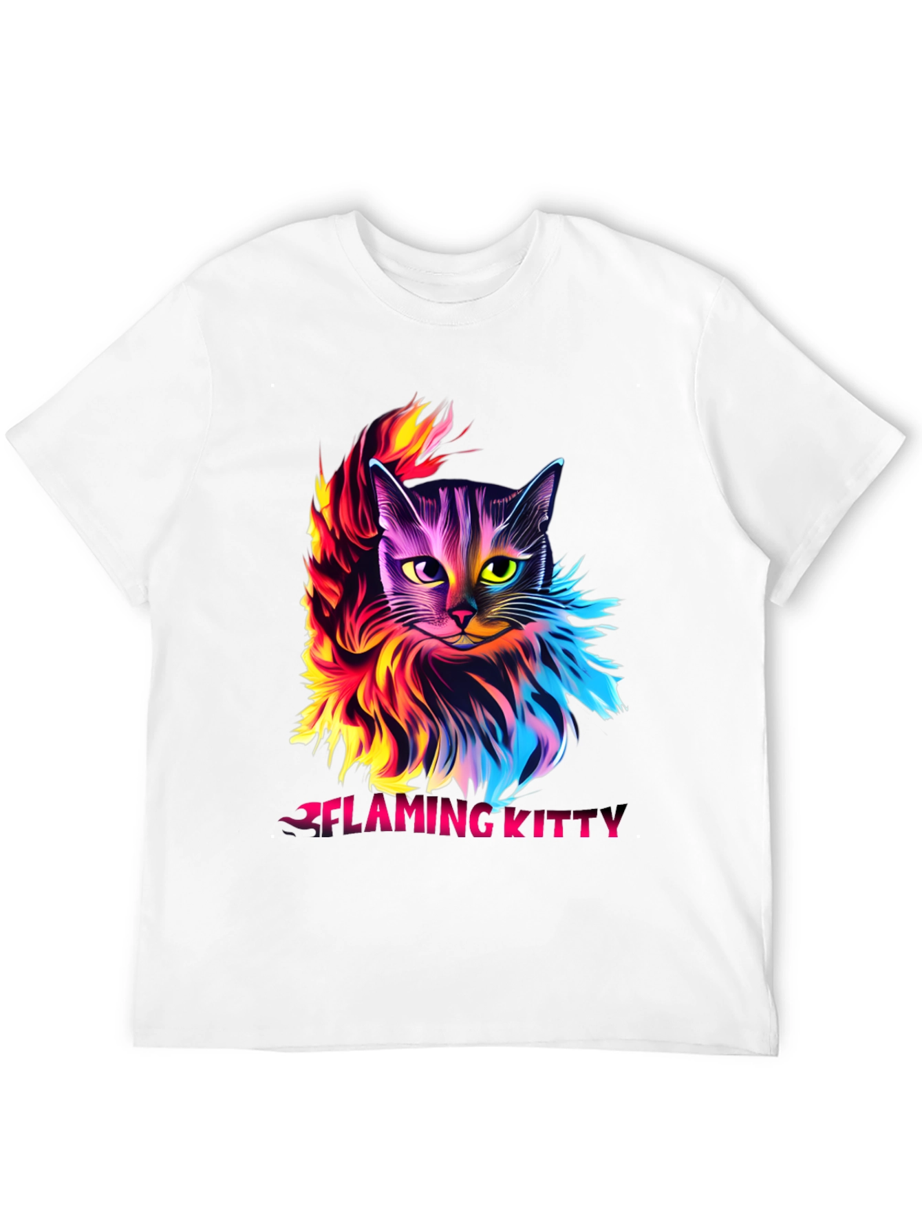Flaming Kitty Graphic Tee - Unique Cat Design