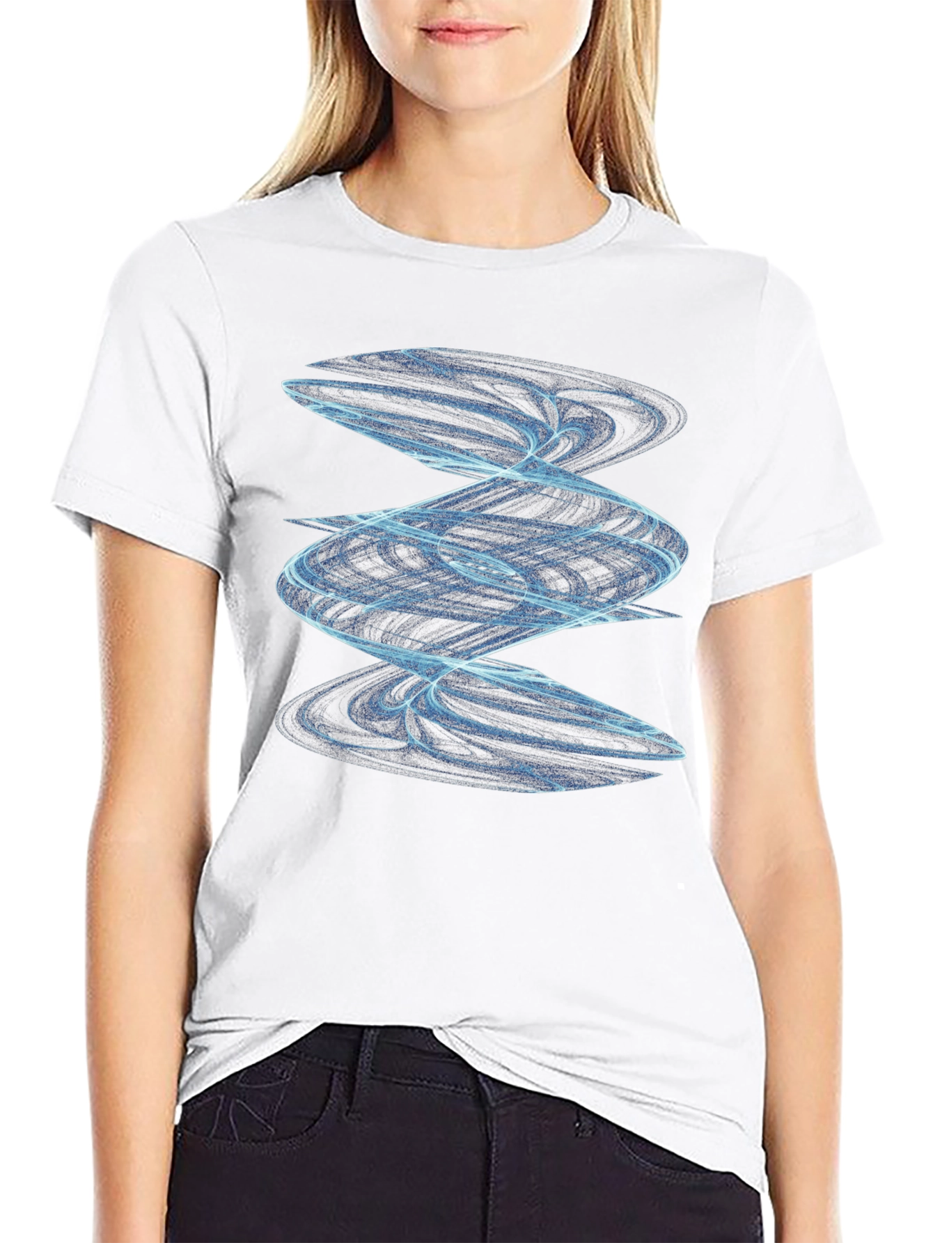 Abstract Spiral Graphic Tee - Modern Black T-Shirt
