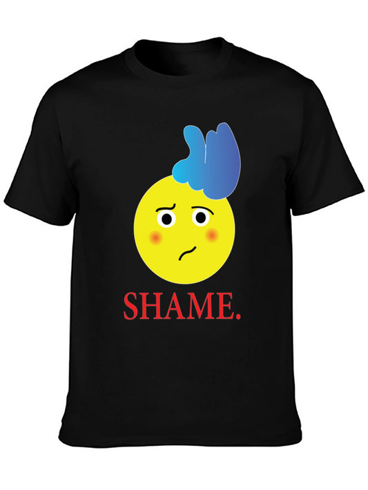 Shame Emoji Graphic Tee - Black Cotton T-Shirt