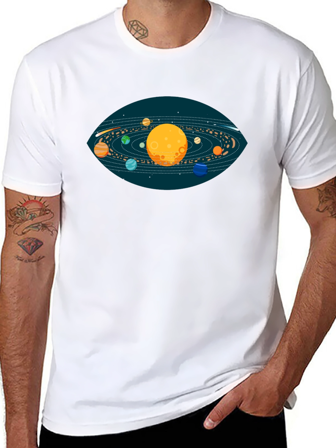 Solar System Graphic T-Shirt - Black