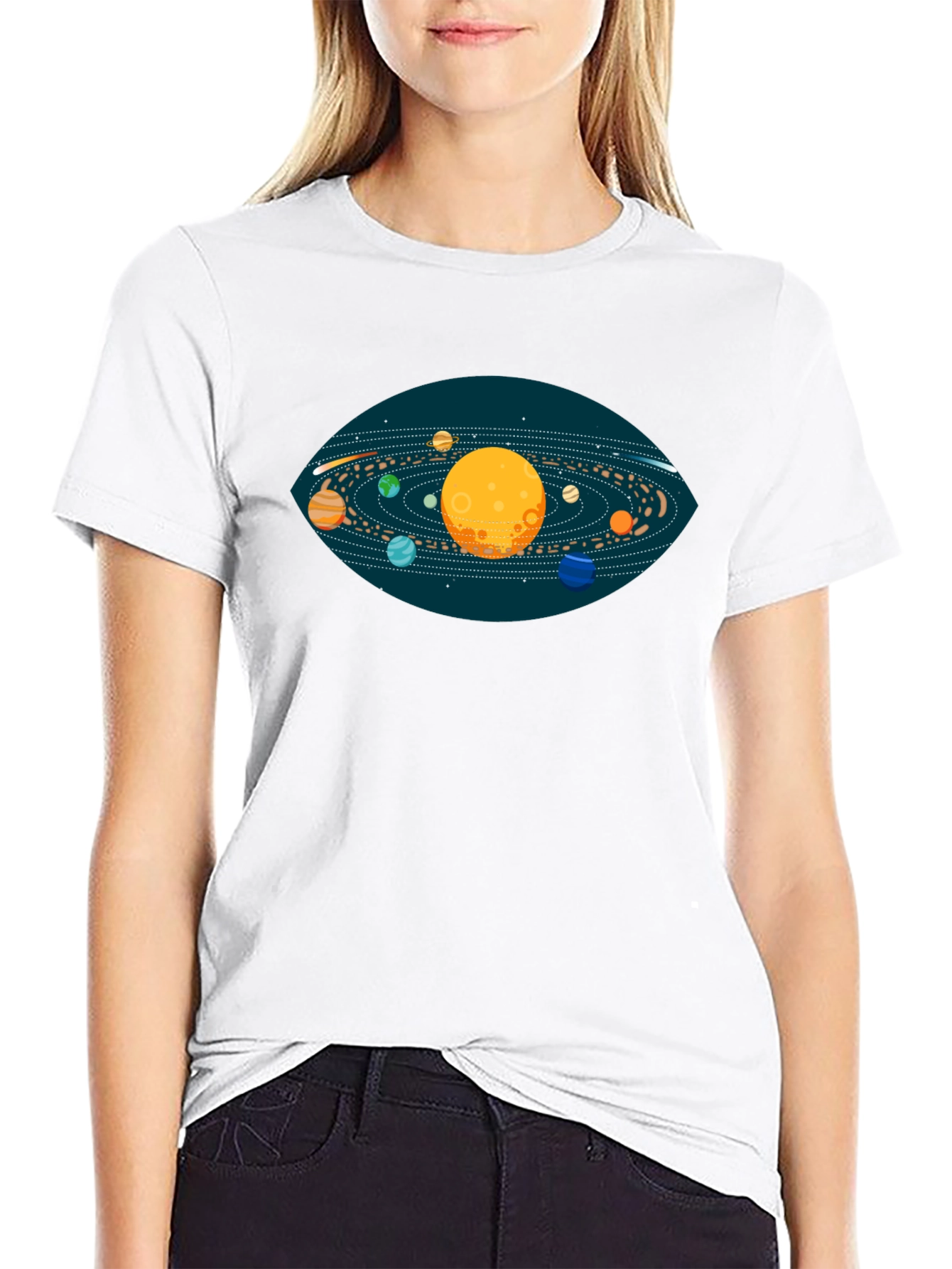 Solar System Graphic T-Shirt - Black