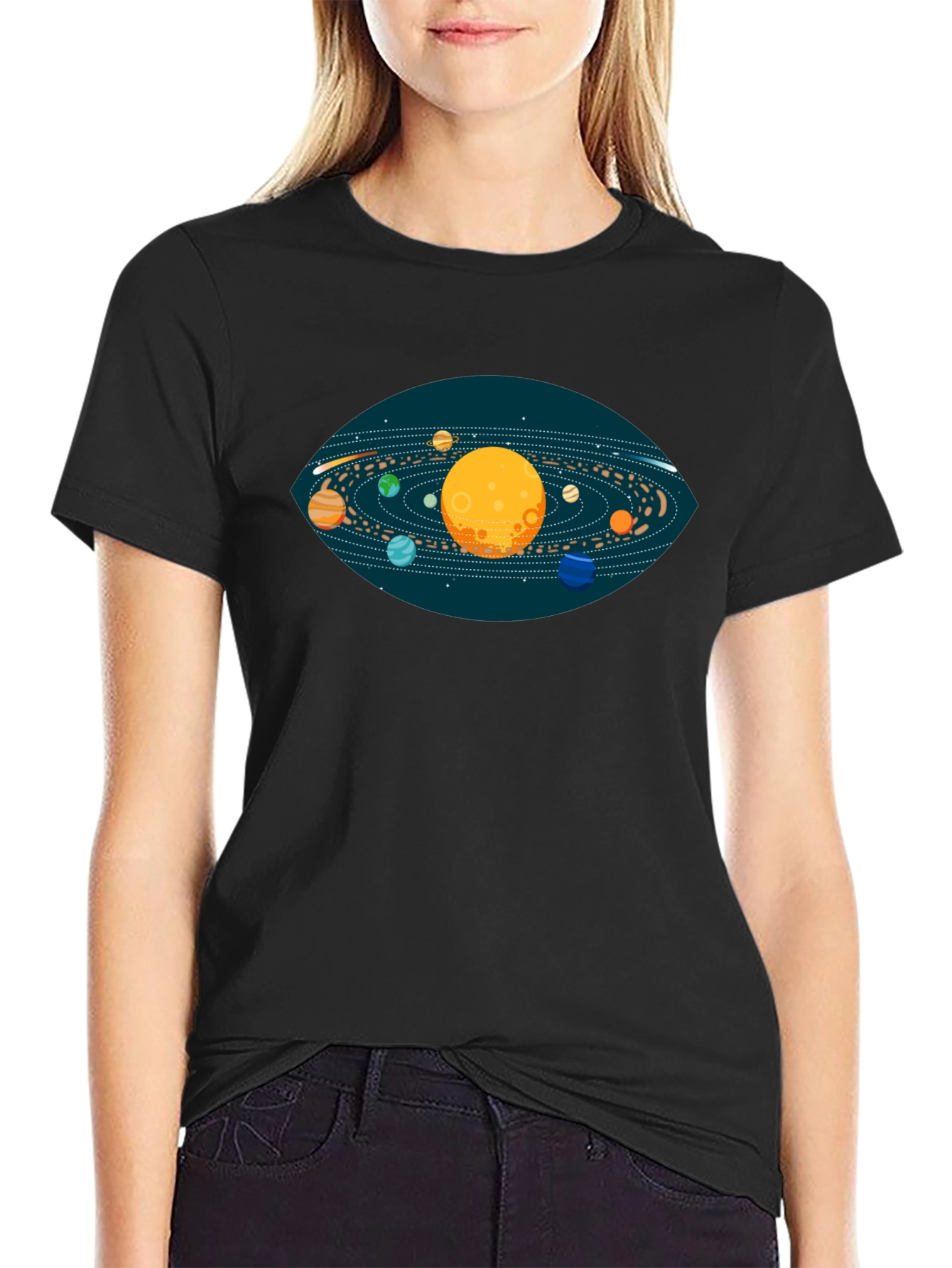 Solar System Graphic T-Shirt - Black