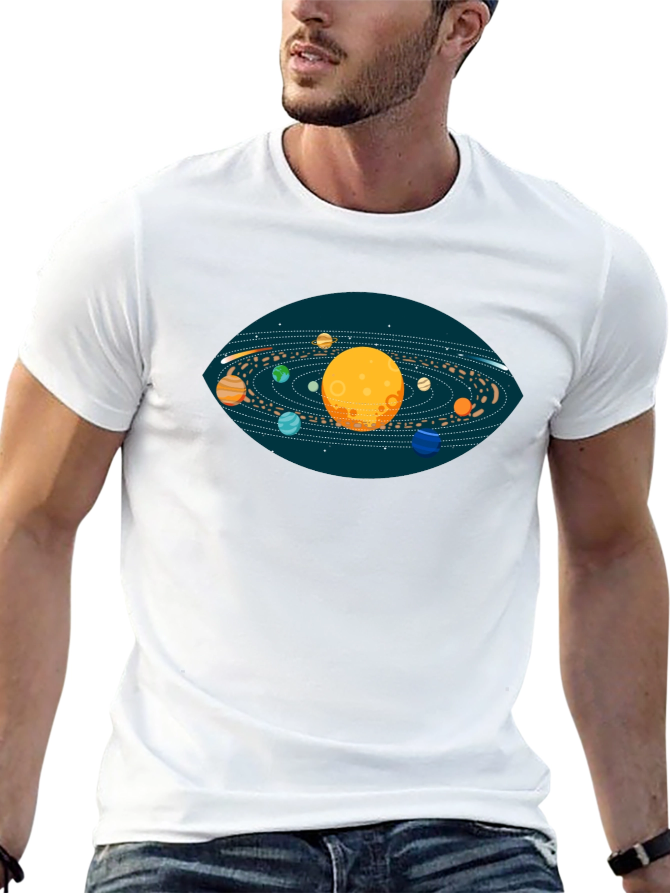 Solar System Graphic T-Shirt - Black
