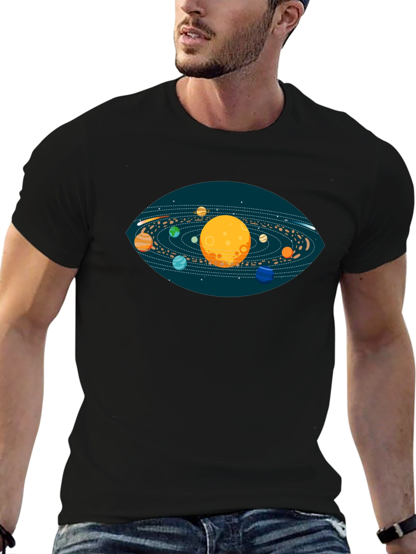 Solar System Graphic T-Shirt - Black