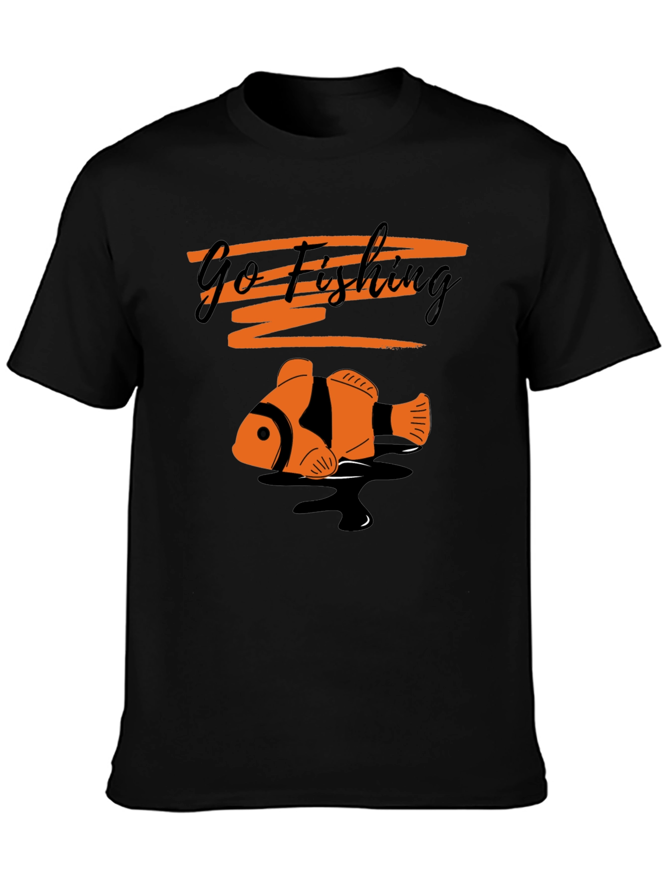 Go Fishing Clownfish Graphic Tee - Black