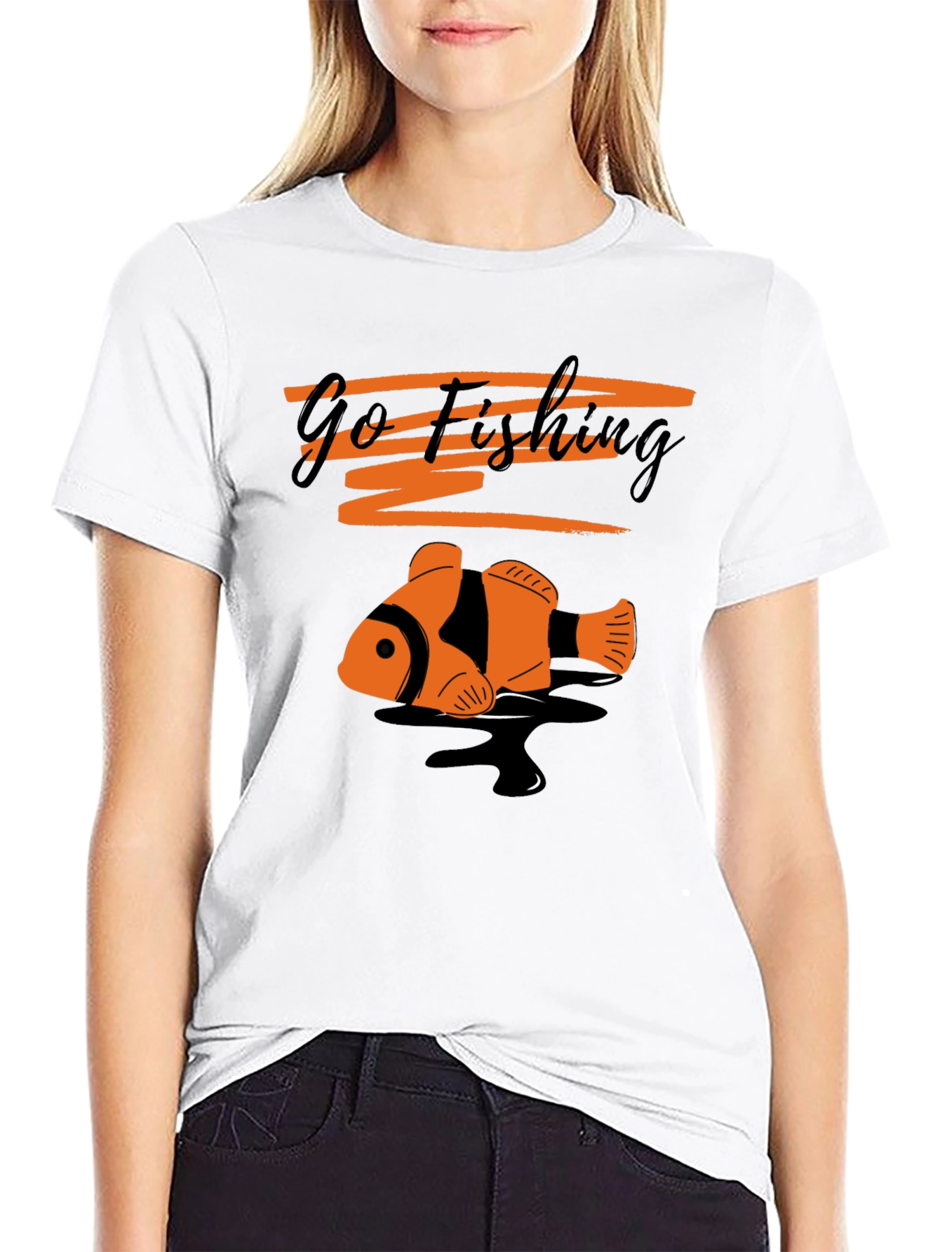 Go Fishing Clownfish Graphic Tee - Black