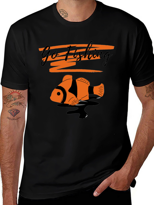 Go Fishing Clownfish Graphic Tee - Black