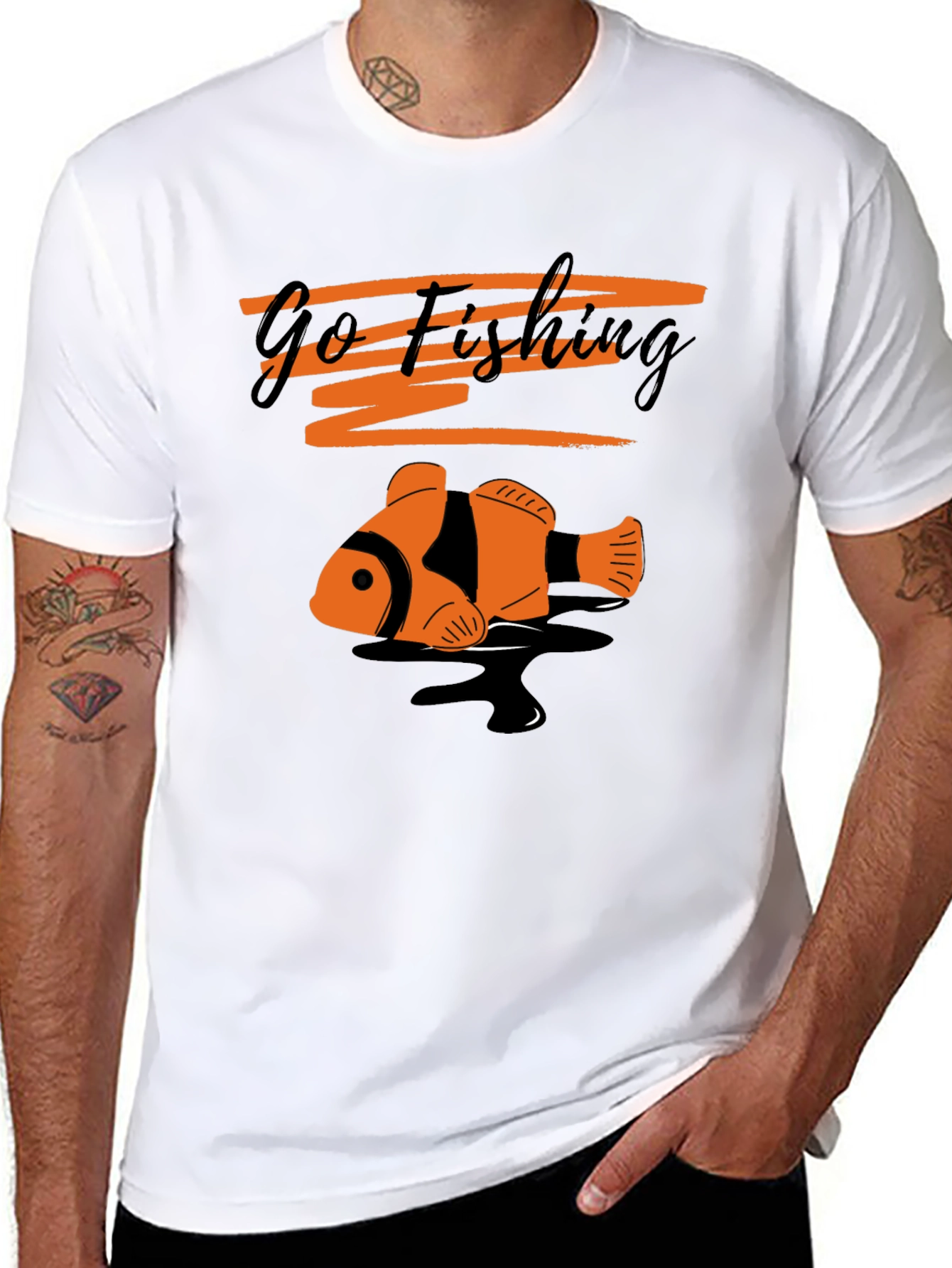 Go Fishing Clownfish Graphic Tee - Black