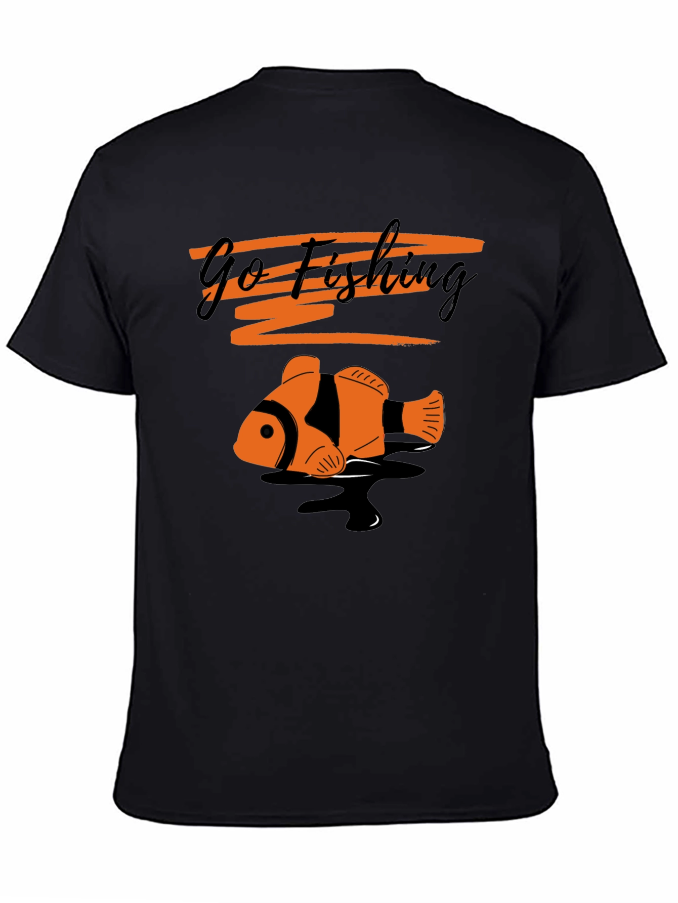 Go Fishing Clownfish Graphic Tee - Black