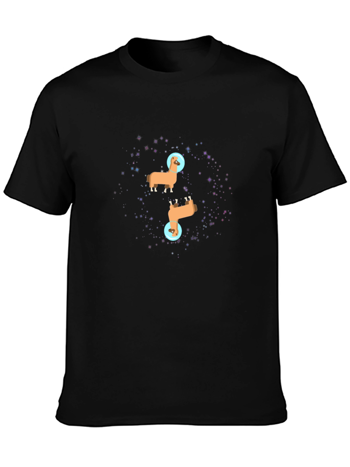 Llama Astronaut Graphic Tee - Black Cotton T-Shirt