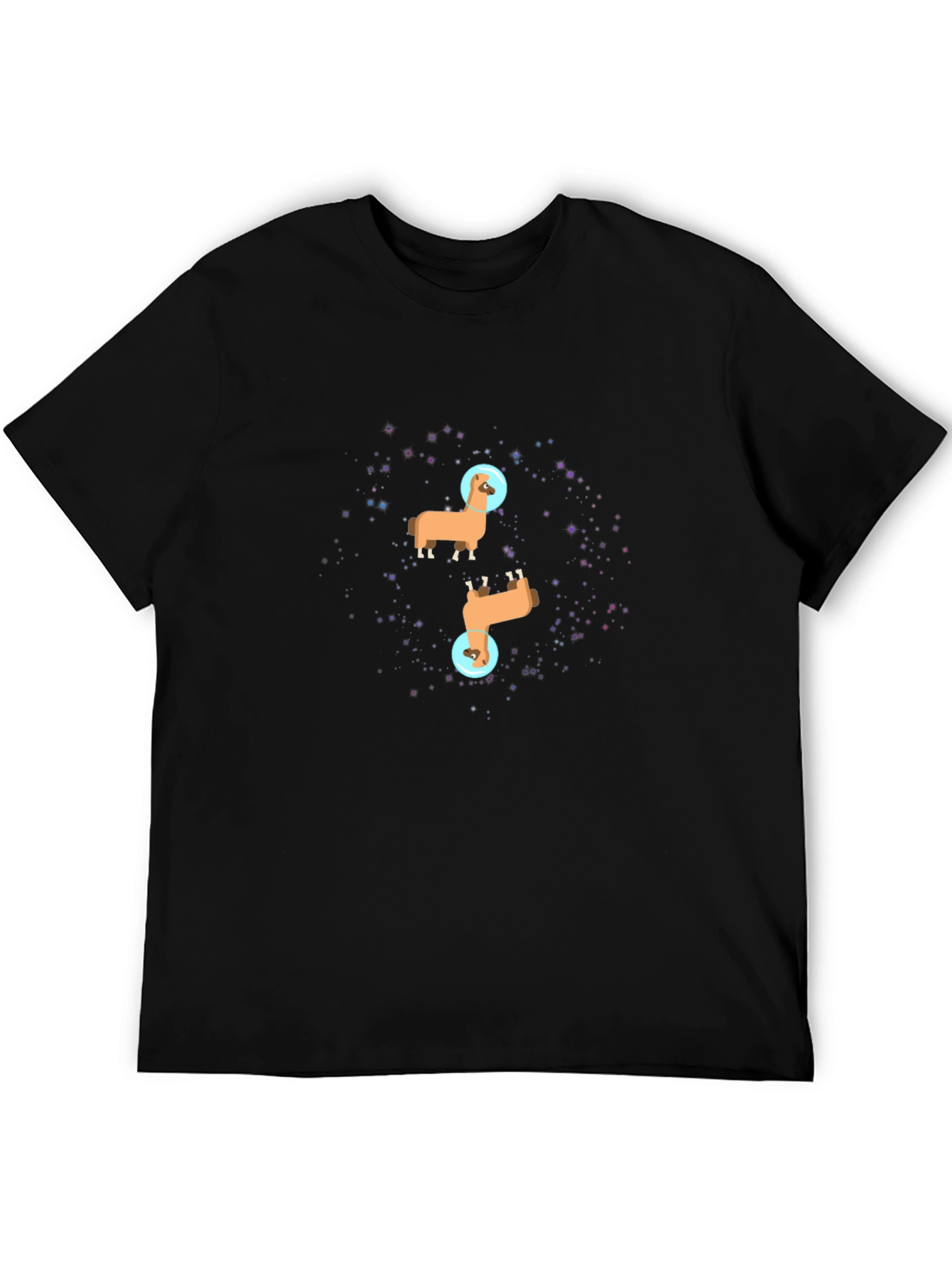 Llama Astronaut Graphic Tee - Black Cotton T-Shirt