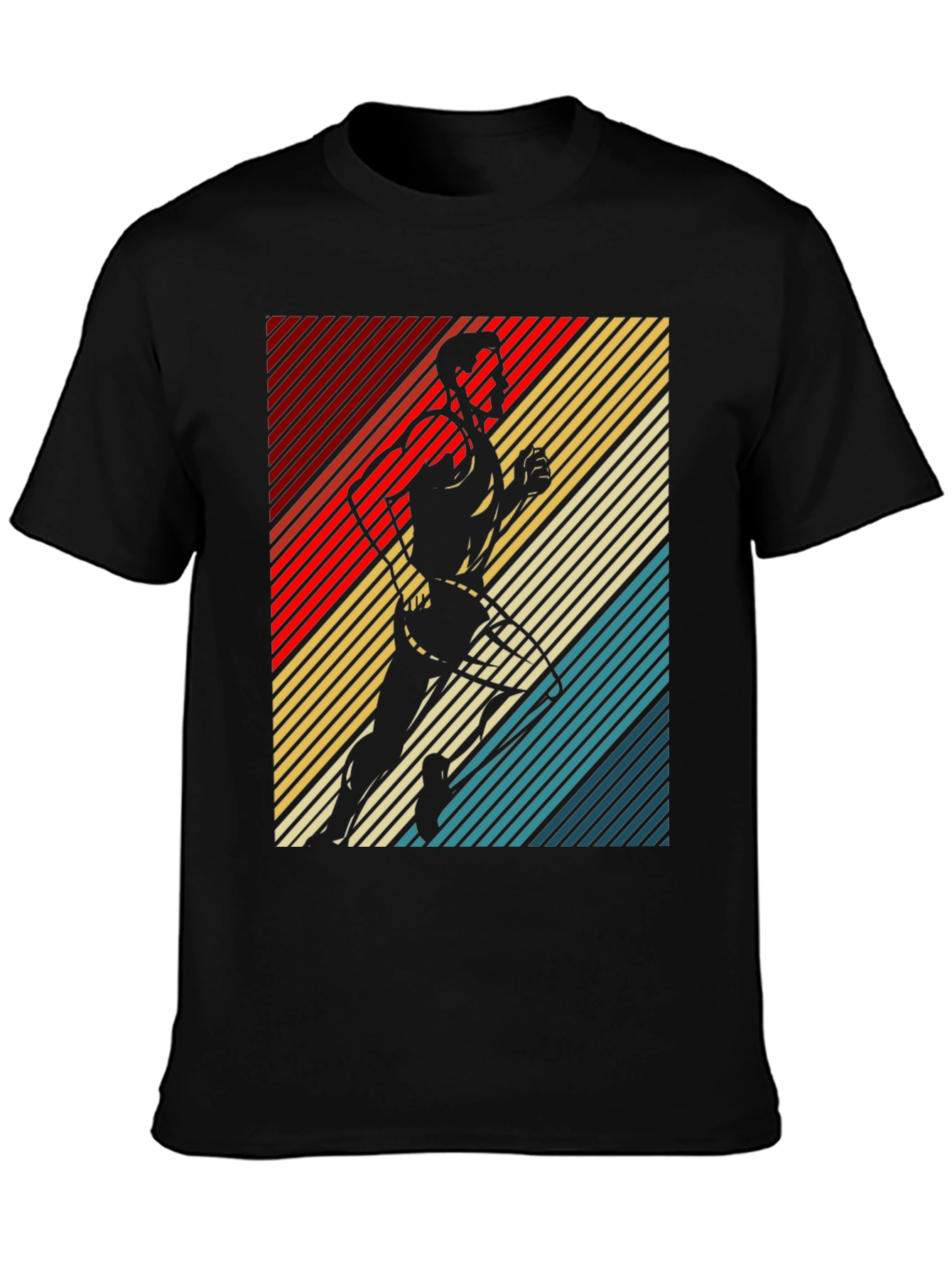 Retro Runner Graphic Tee - Black Cotton T-Shirt