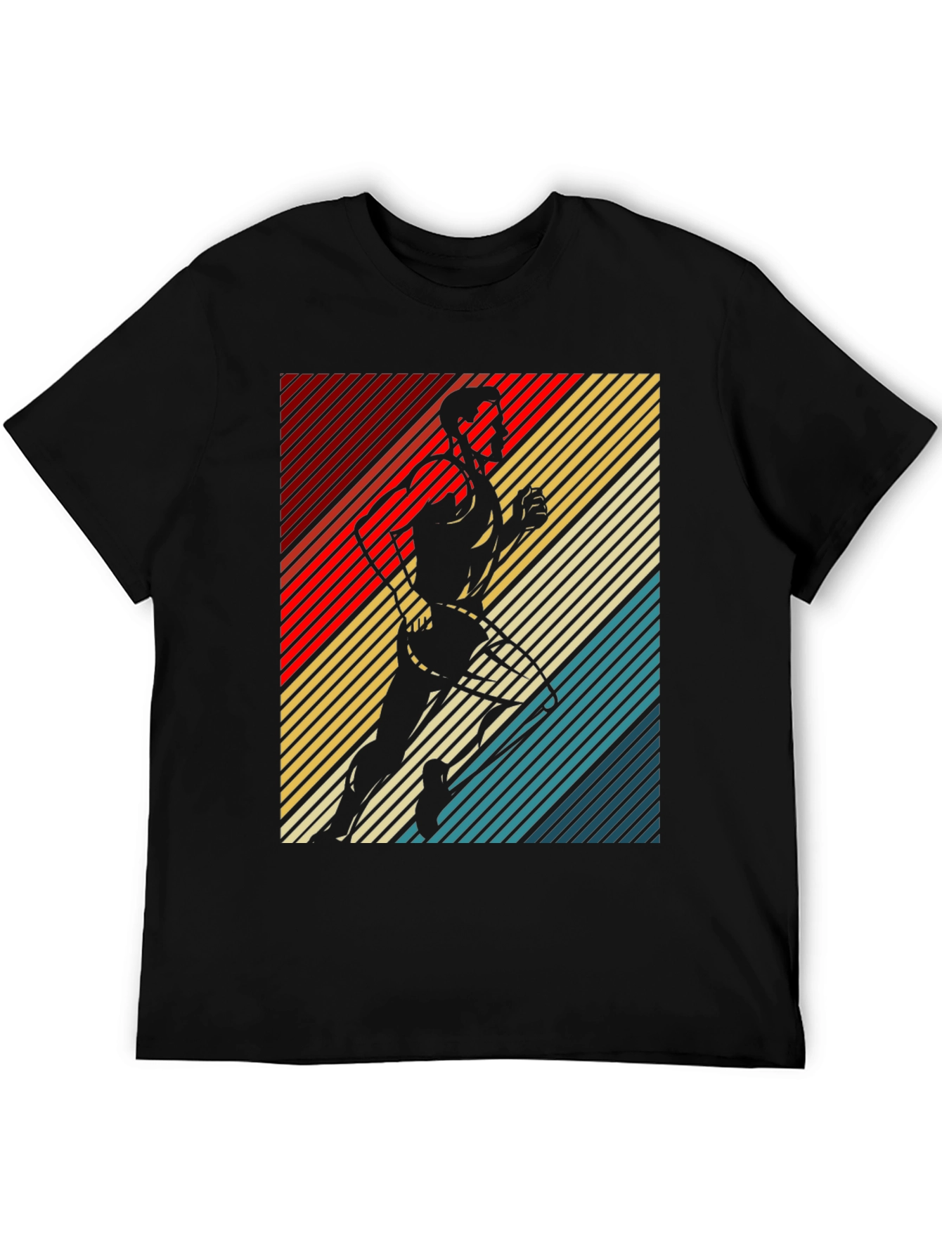 Retro Runner Graphic Tee - Black Cotton T-Shirt