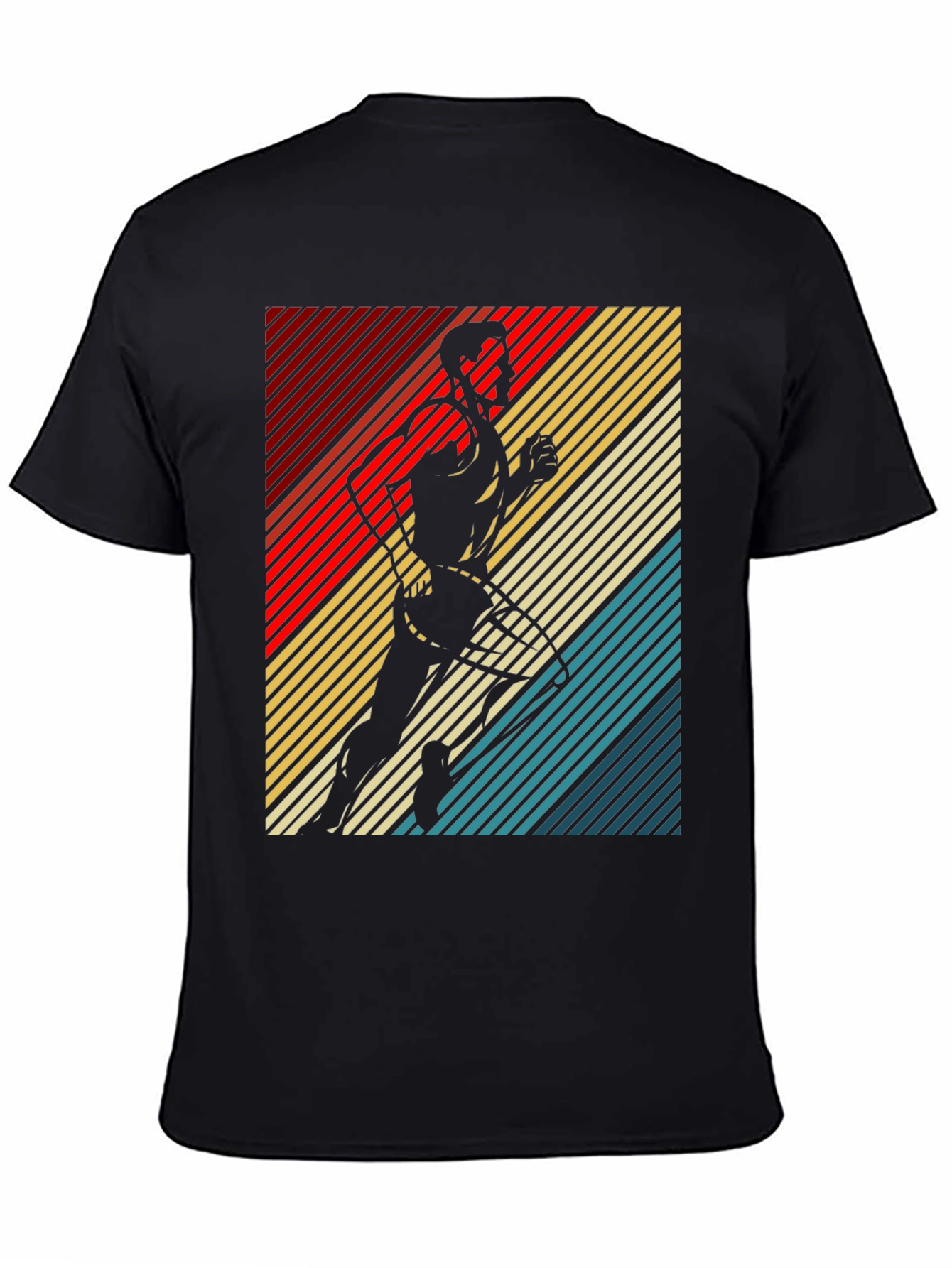 Retro Runner Graphic Tee - Black Cotton T-Shirt