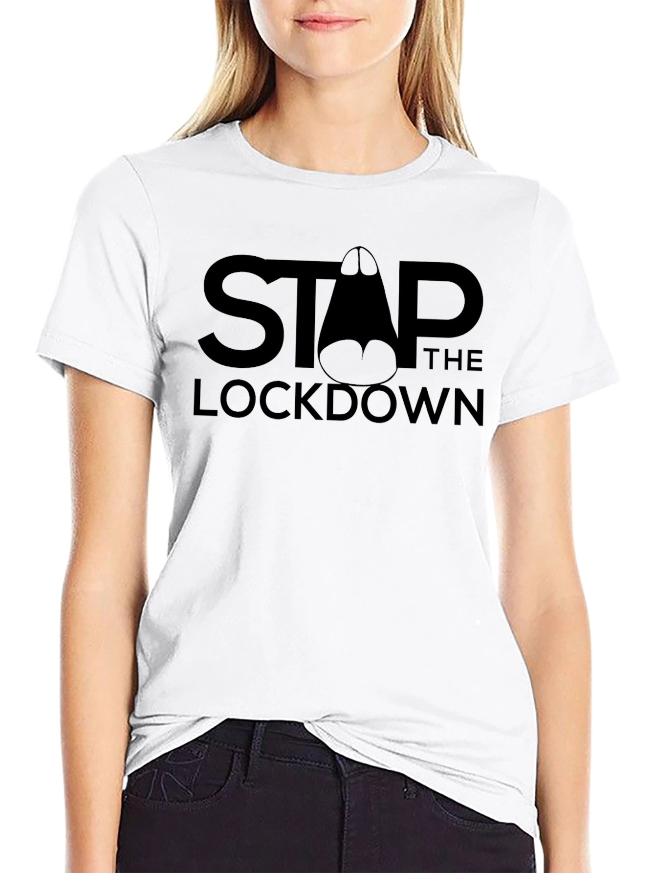 Stop The Lockdown Black Graphic Tee