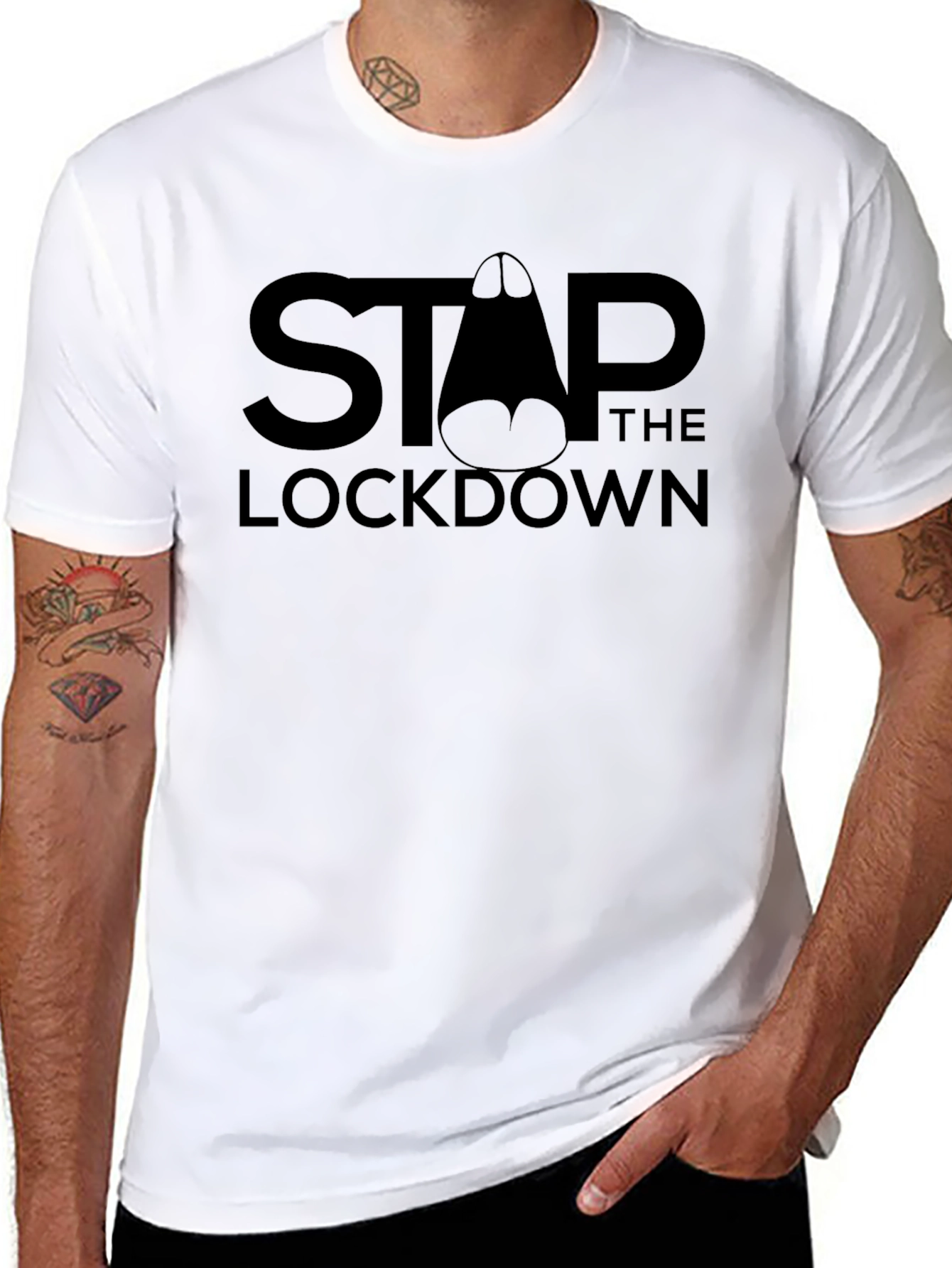 Stop The Lockdown Black Graphic Tee