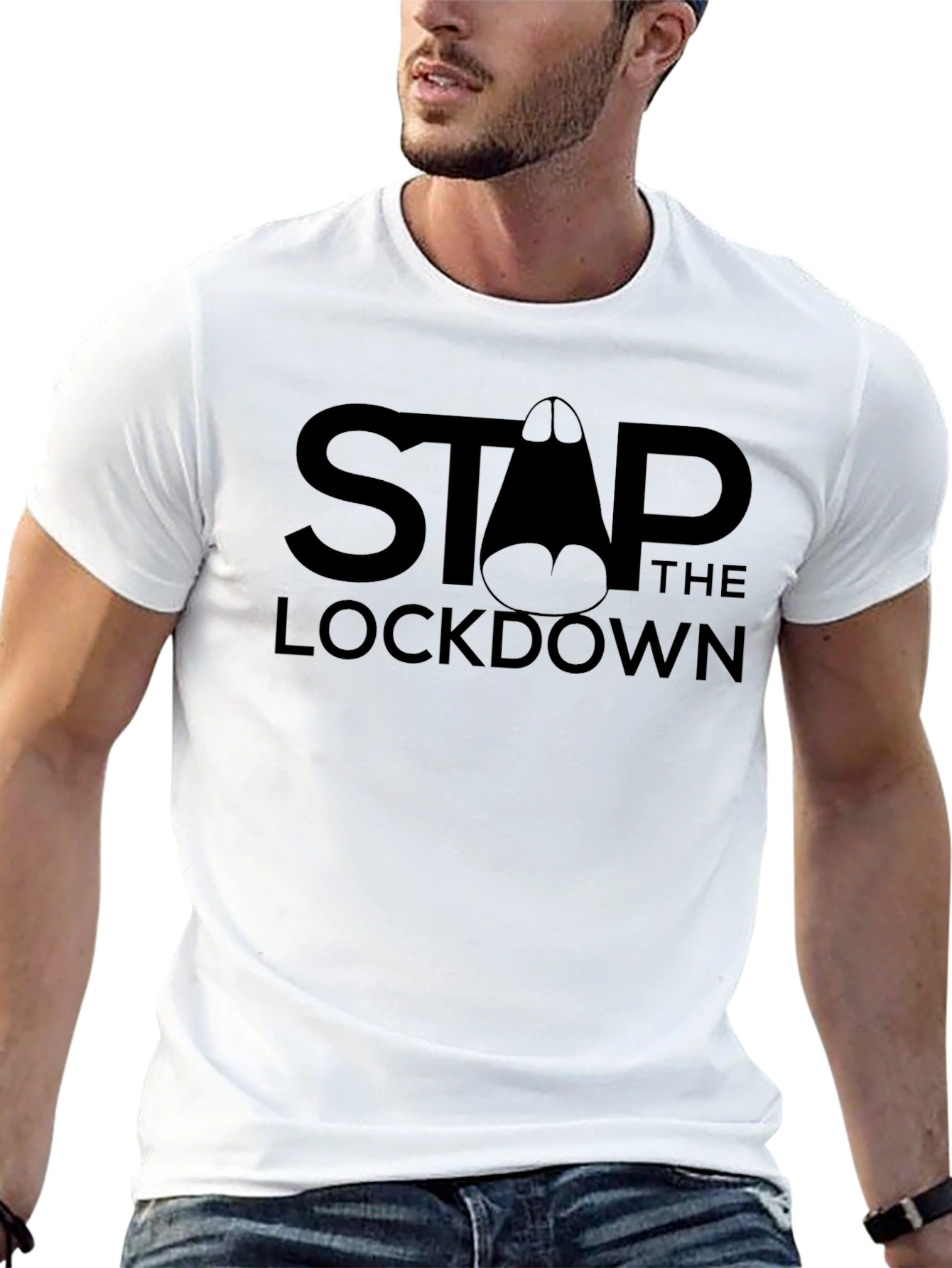 Stop The Lockdown Black Graphic Tee