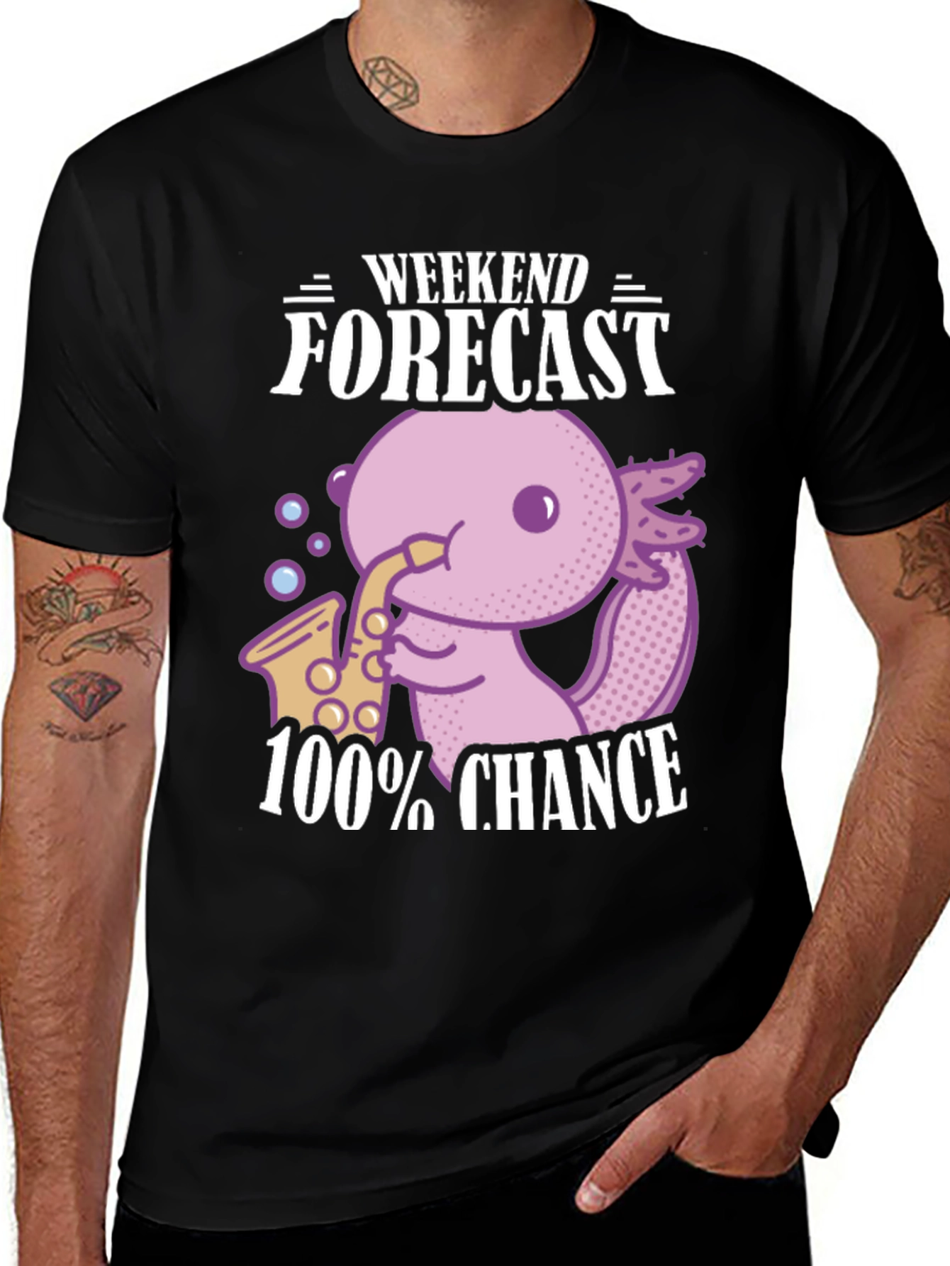 Axolotl Saxophone Weekend Forecast T-Shirt